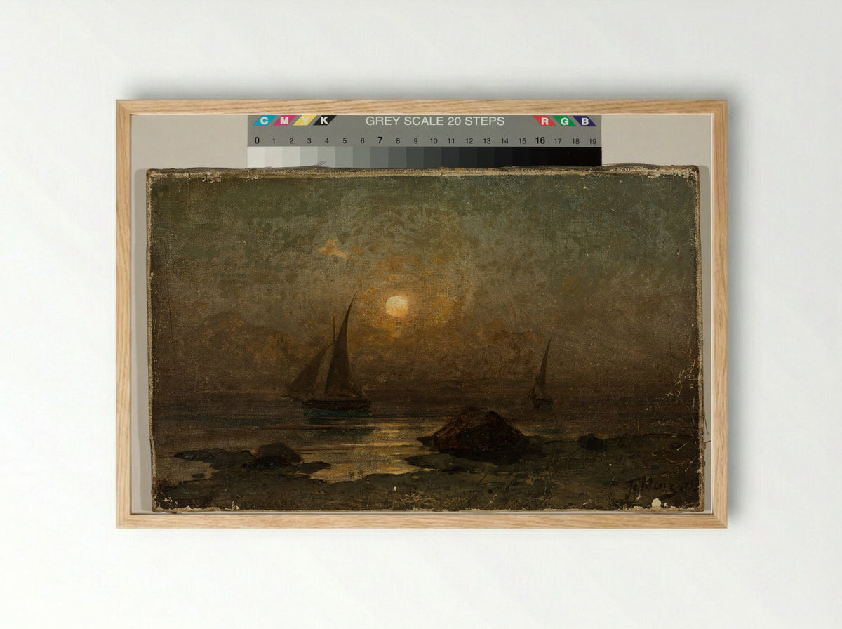 Moonlit Seascape - Julius Sergius von Klever - Framed Print Wood