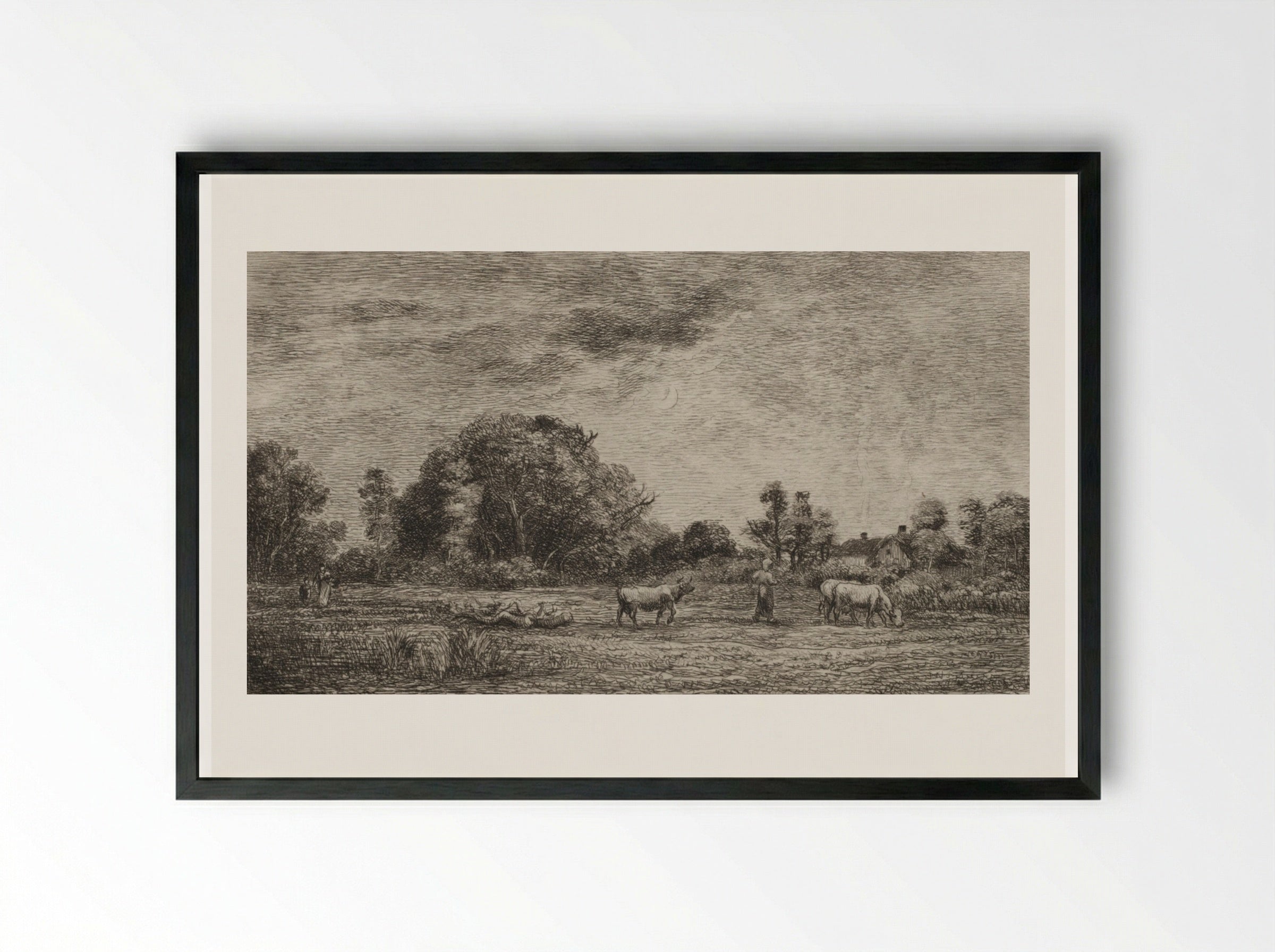 Moonrise - Charles François Daubigny - Framed Print Black