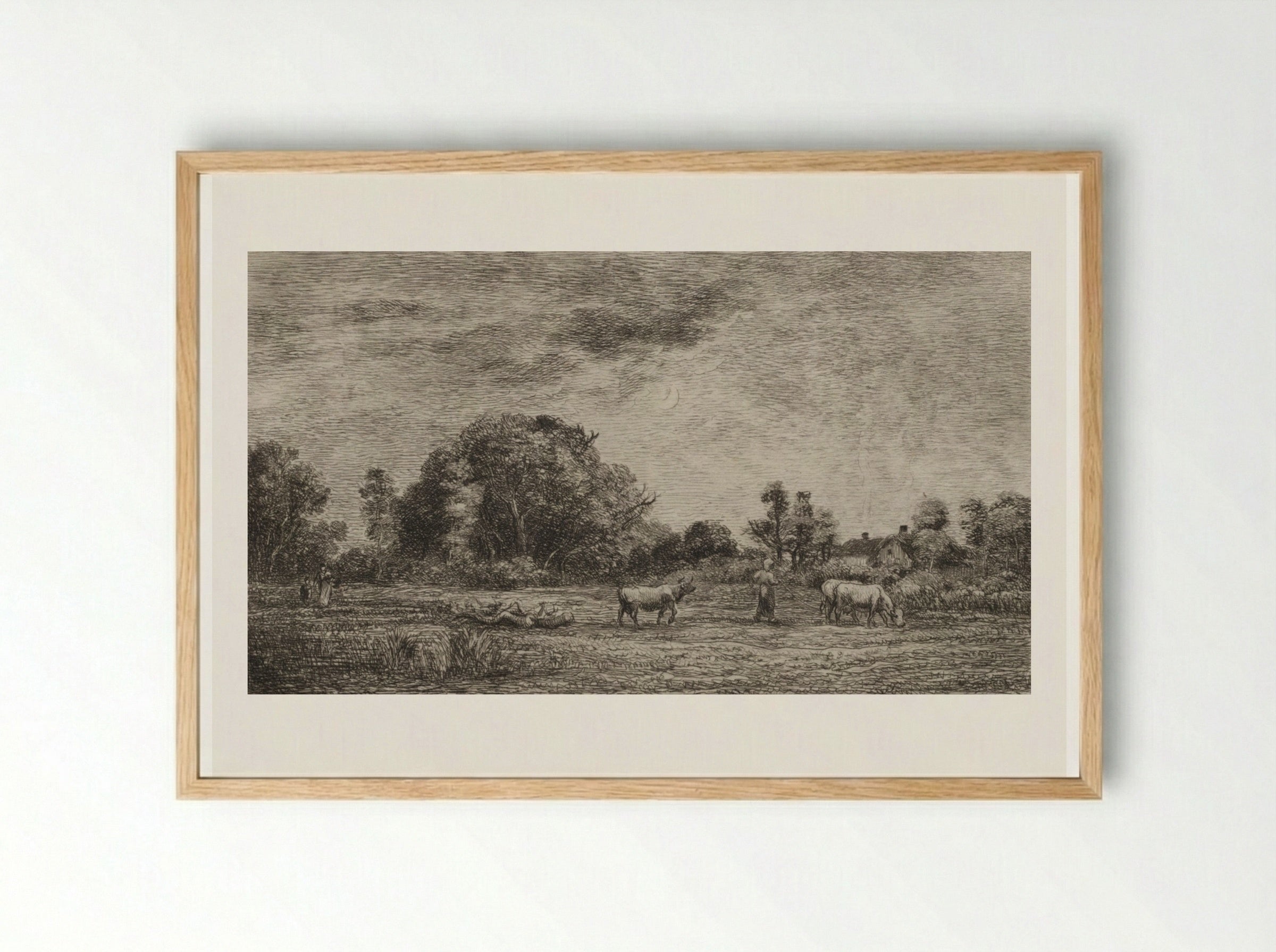 Moonrise - Charles François Daubigny - Framed Print Wood