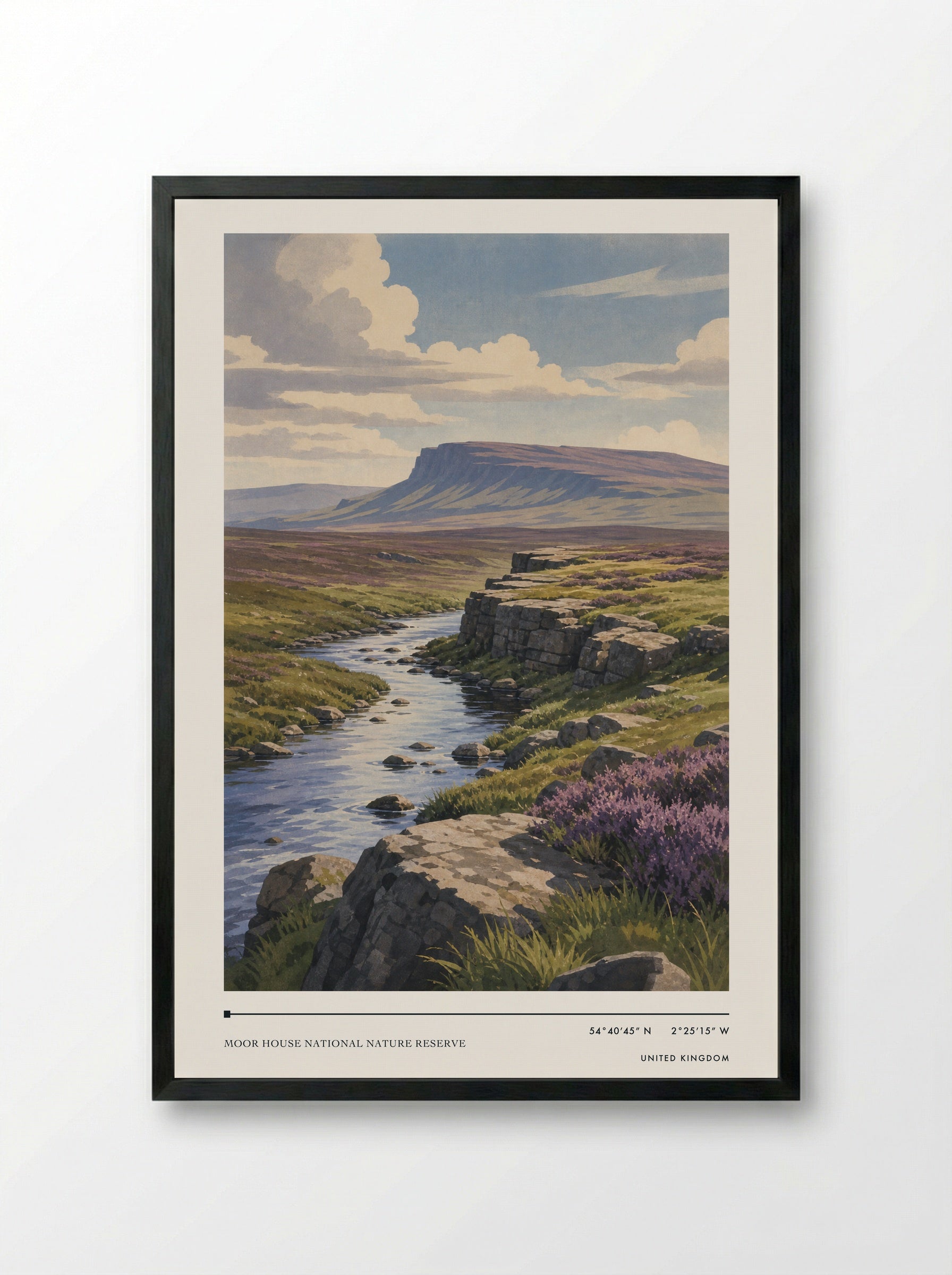 Moor House National Nature Reserve United Kingdom Travel Poster - Framed Print Black