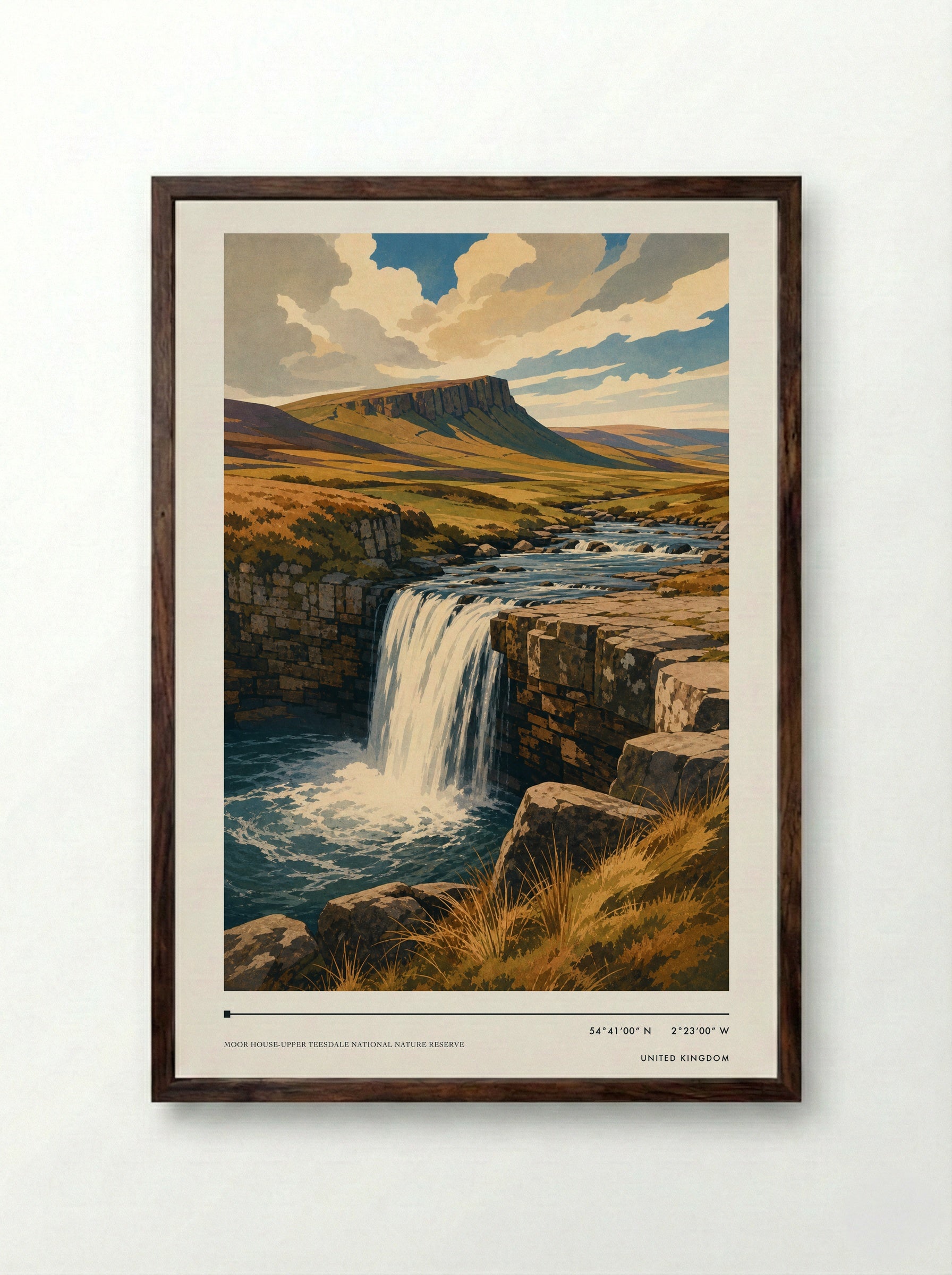 Moor House-Upper Teesdale National Nature Reserve United Kingdom Travel Poster - Framed Print Dark Wood