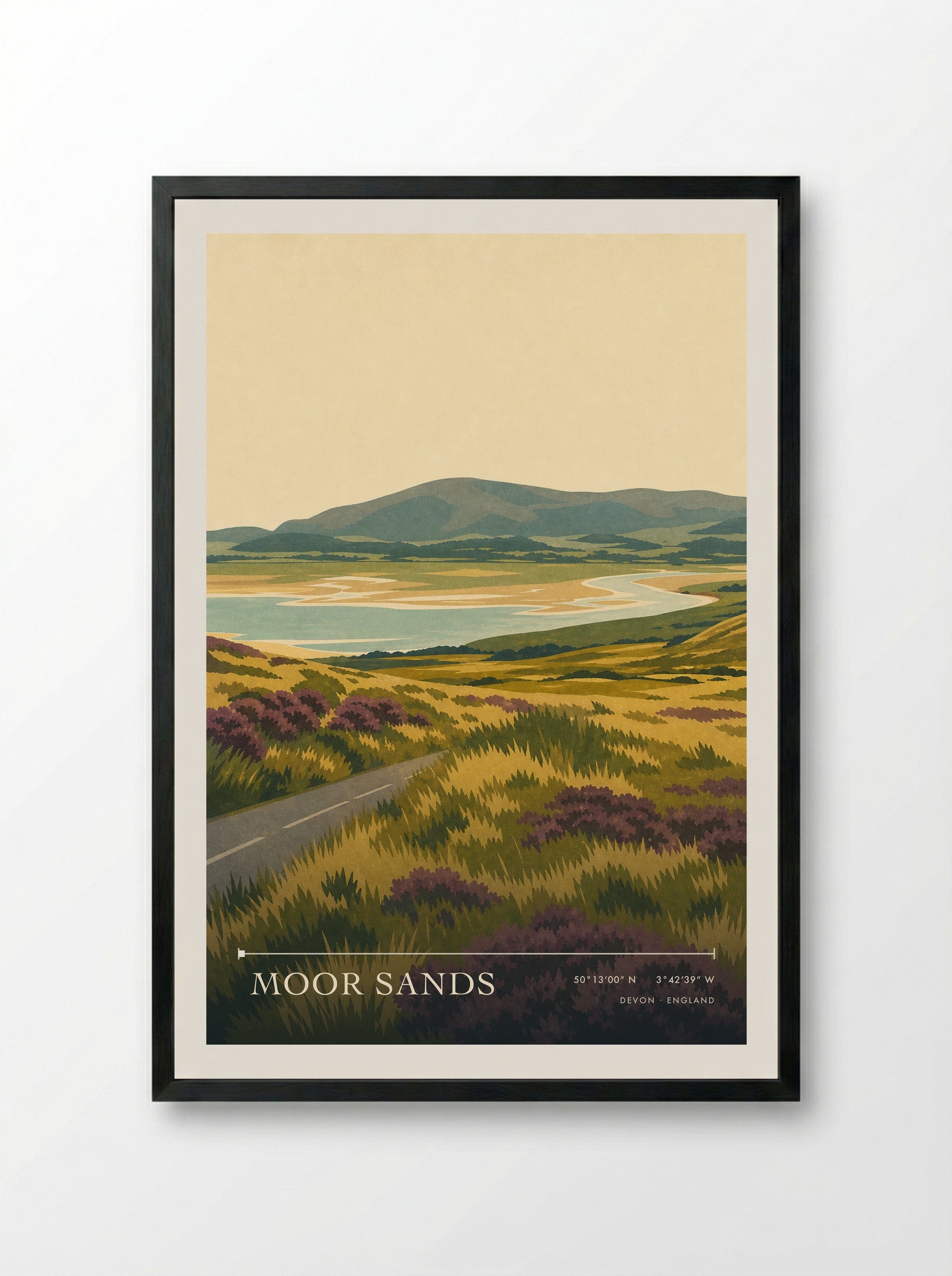 Moor Sands Devon England Travel Poster - Framed Print Black