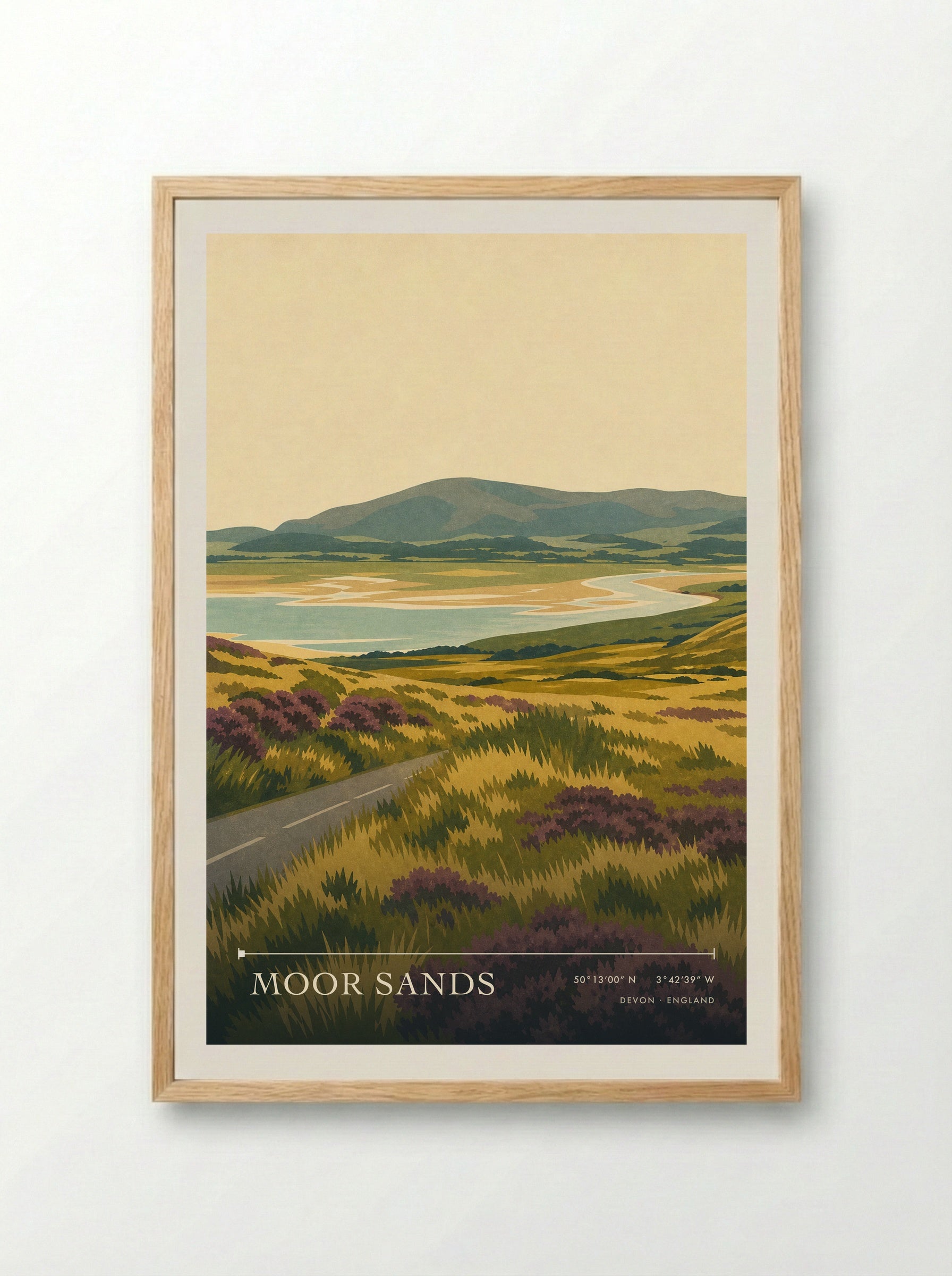Moor Sands Devon England Travel Poster - Framed Print Wood