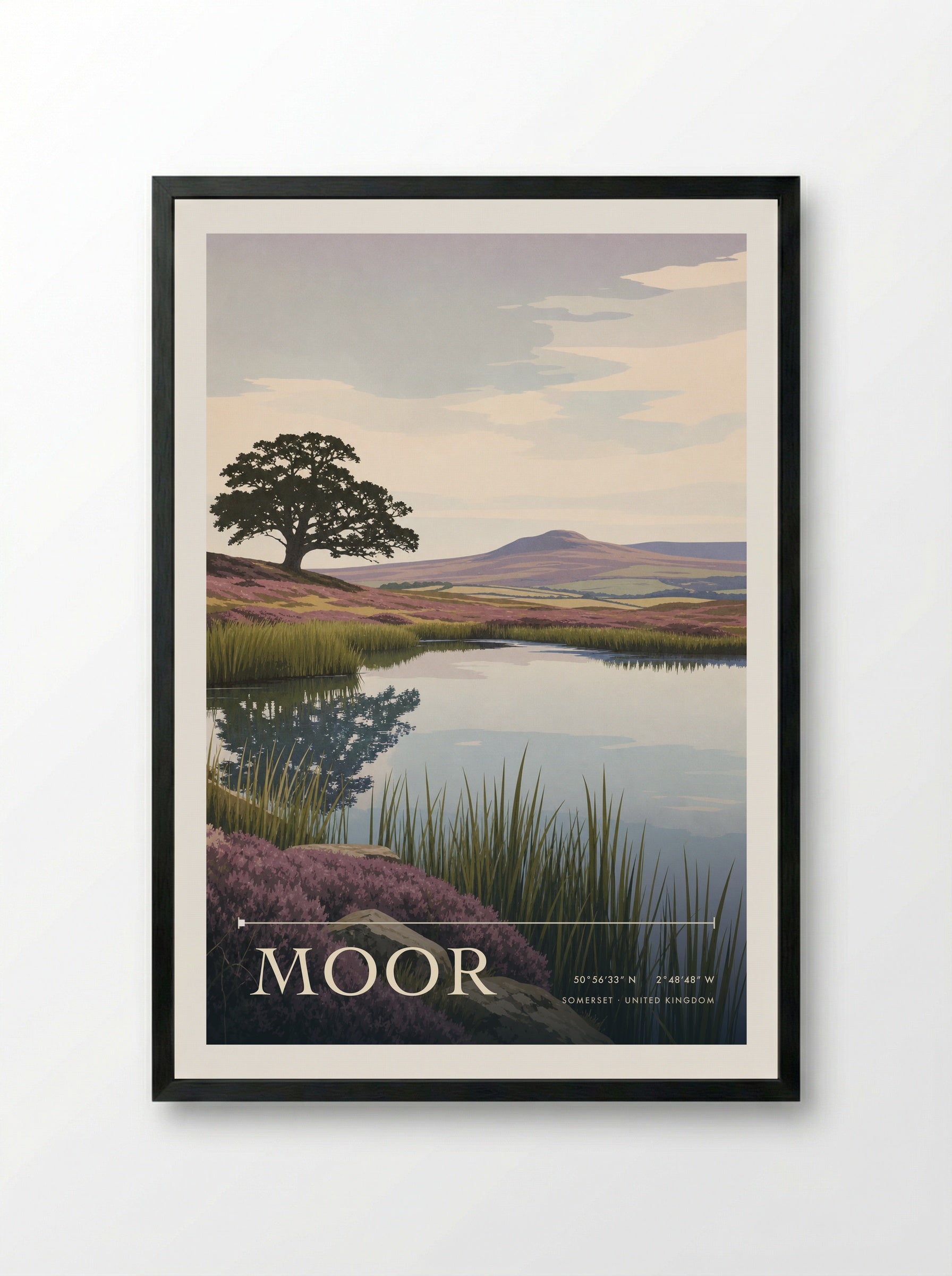 Moor Somerset United Kingdom Travel Poster - Framed Print Black