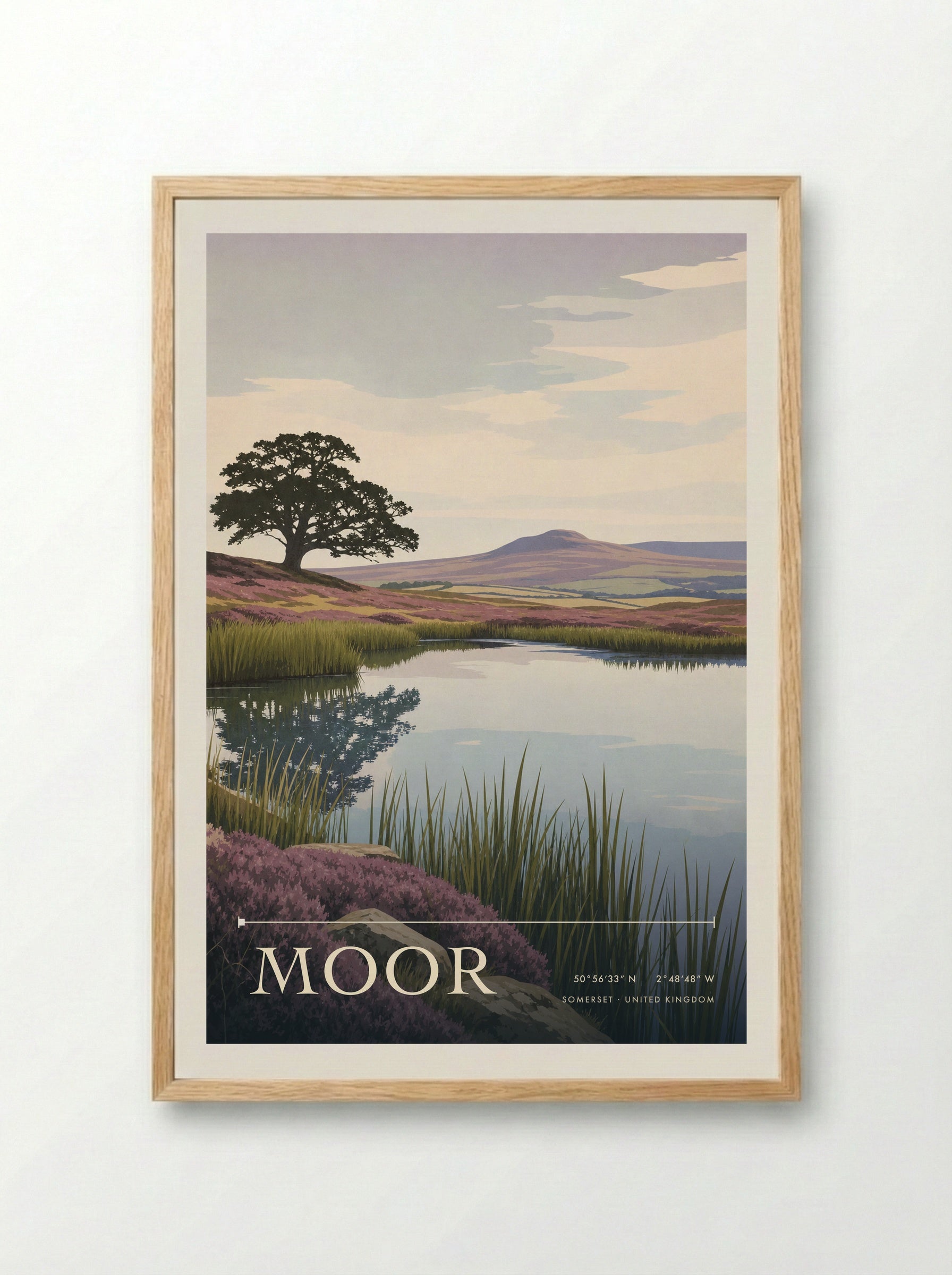 Moor Somerset United Kingdom Travel Poster - Framed Print Wood