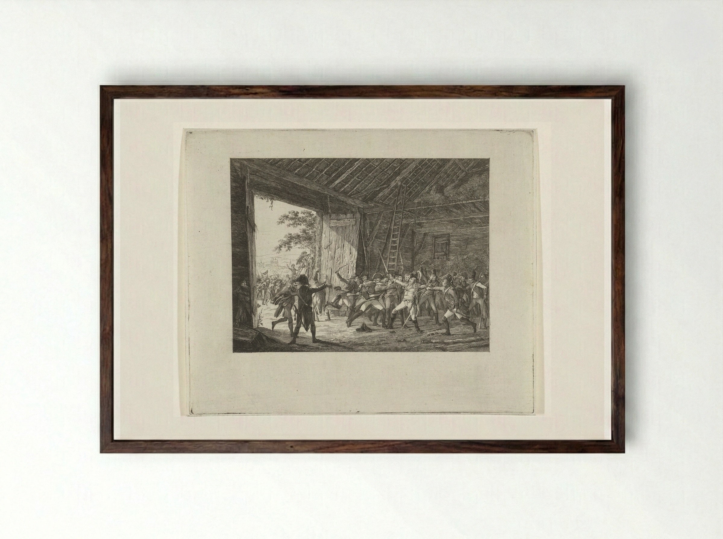 Moord op generaal Theobald Dillon - Joannes Bemme - Framed Print Dark Wood