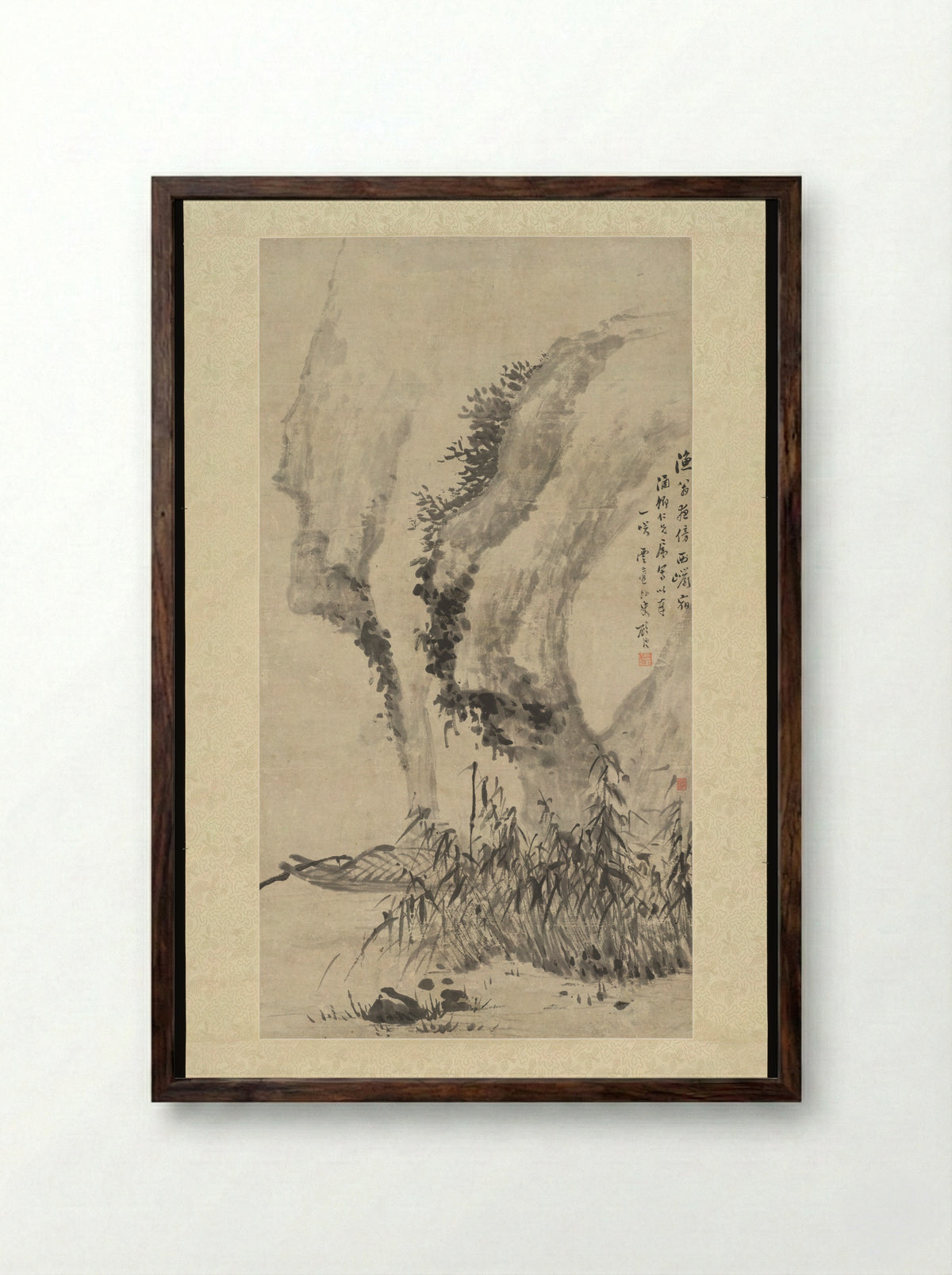 Moored at the West Cliff - Gu Yun - Framed Print Dark Wood