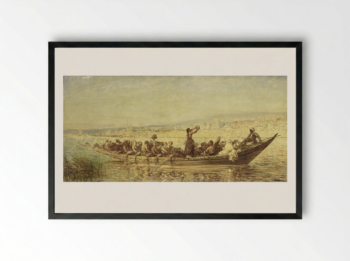 Moorse roeiers bij Constantinopel - Félix Ziem - Framed Print Black