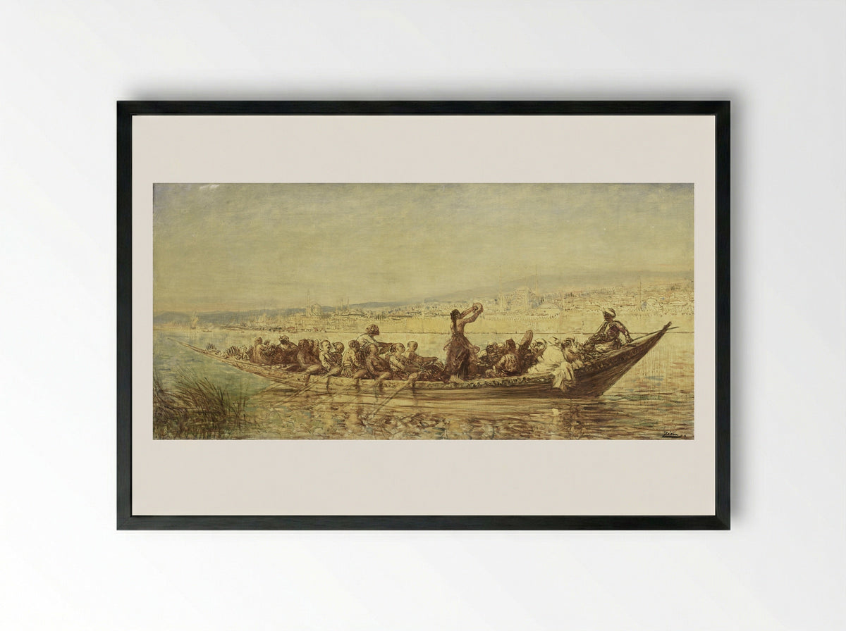 Moorse roeiers bij Constantinopel - Félix Ziem - Framed Print Black