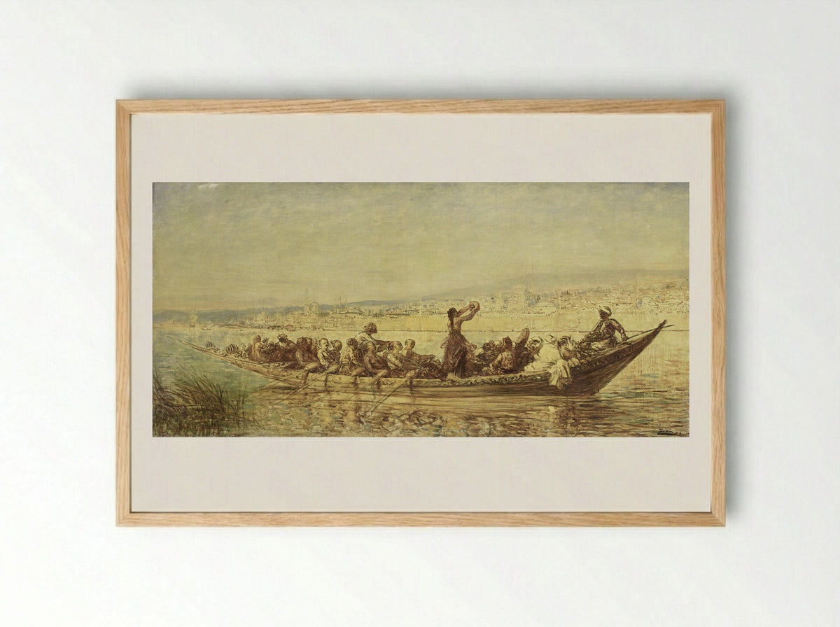 Moorse roeiers bij Constantinopel - Félix Ziem - Framed Print Wood