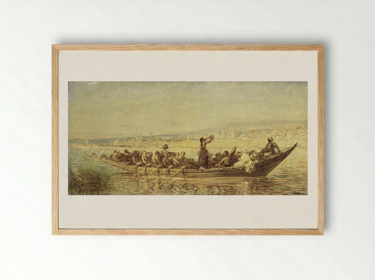 Moorse roeiers bij Constantinopel - Félix Ziem - Framed Print Wood