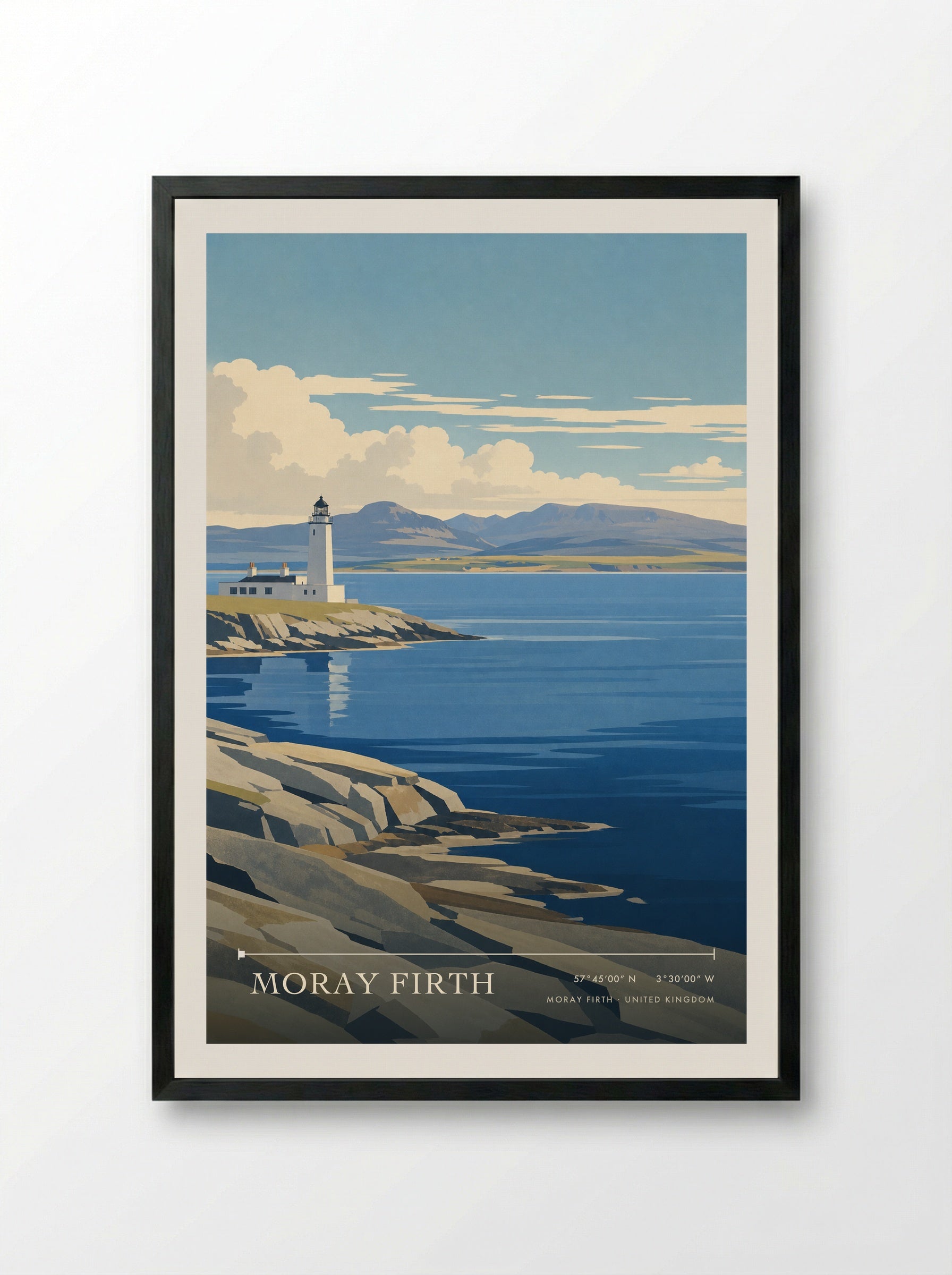 Moray Firth United Kingdom Travel Poster - Framed Print Black