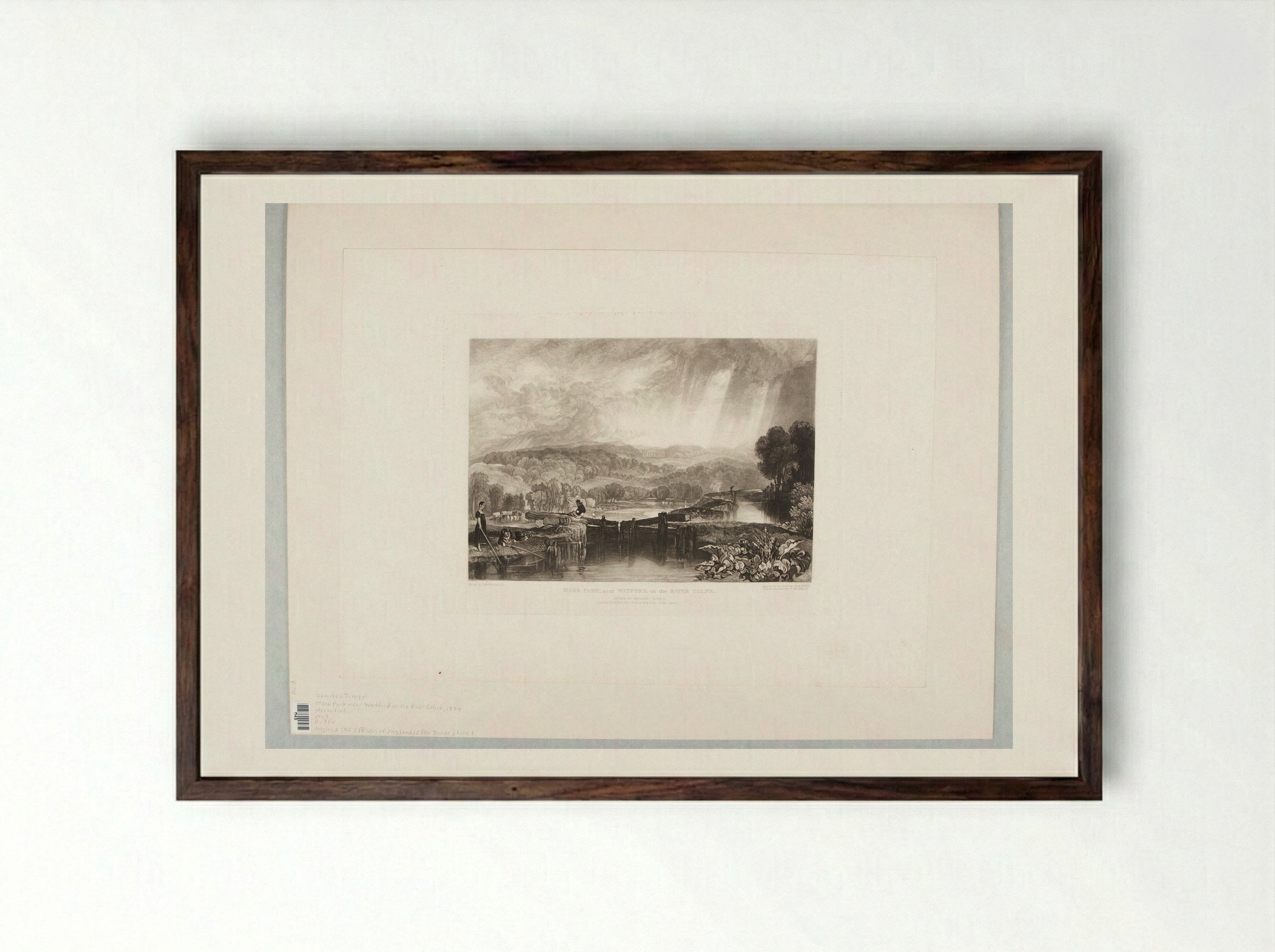 More Park near Watford on the River Colne - Charles Turner - Framed Print Dark Wood