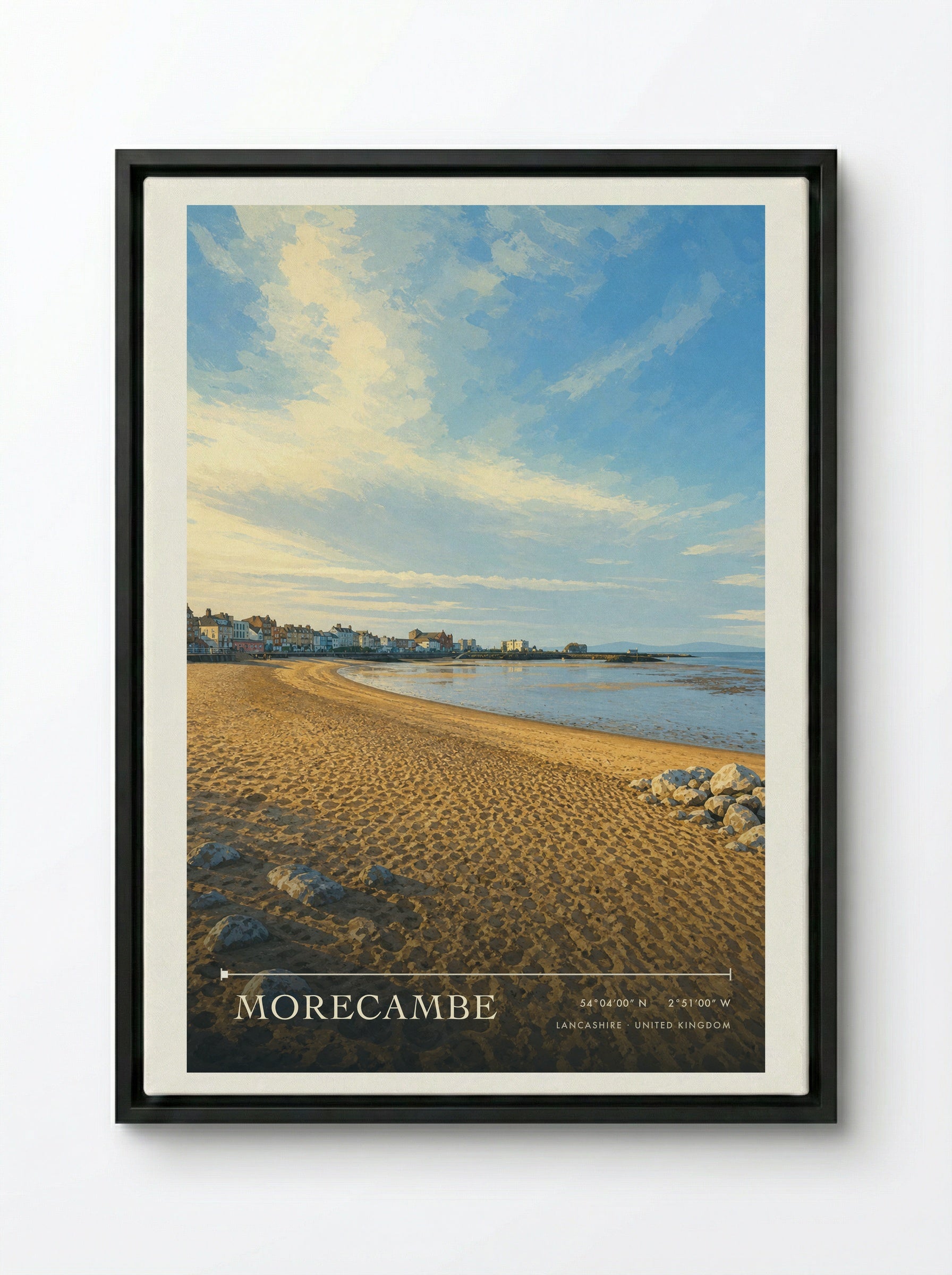 Morecambe Lancashire United Kingdom Travel Poster - Framed Canvas Black