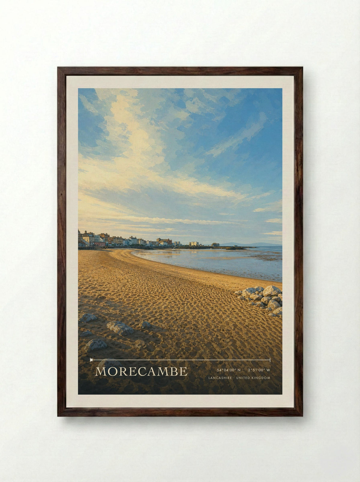 Morecambe Lancashire United Kingdom Travel Poster - Framed Print Dark Wood
