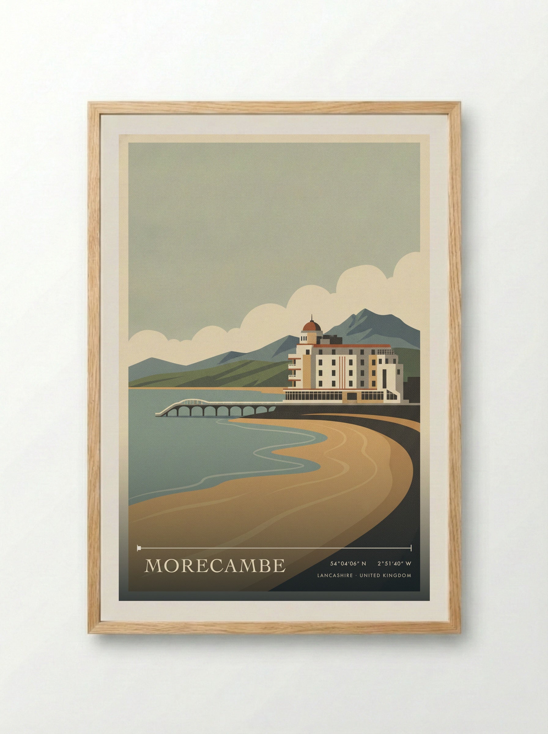 Morecambe Lancashire United Kingdom Travel Poster - Framed Print Wood