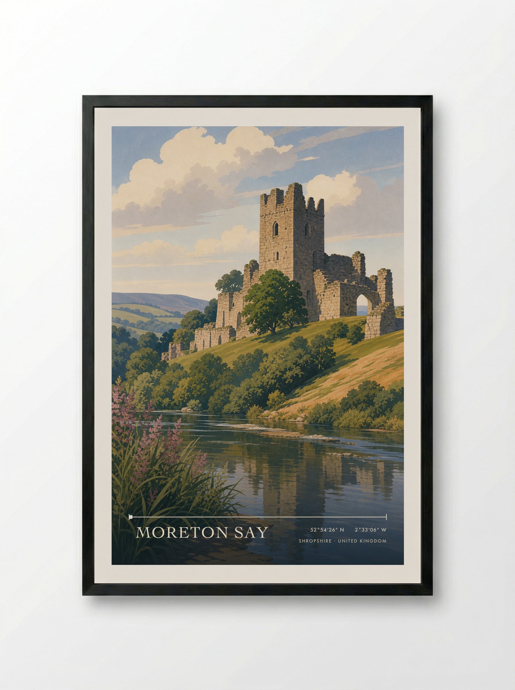 Moreton Say Shropshire United Kingdom Travel Poster - Framed Print Black