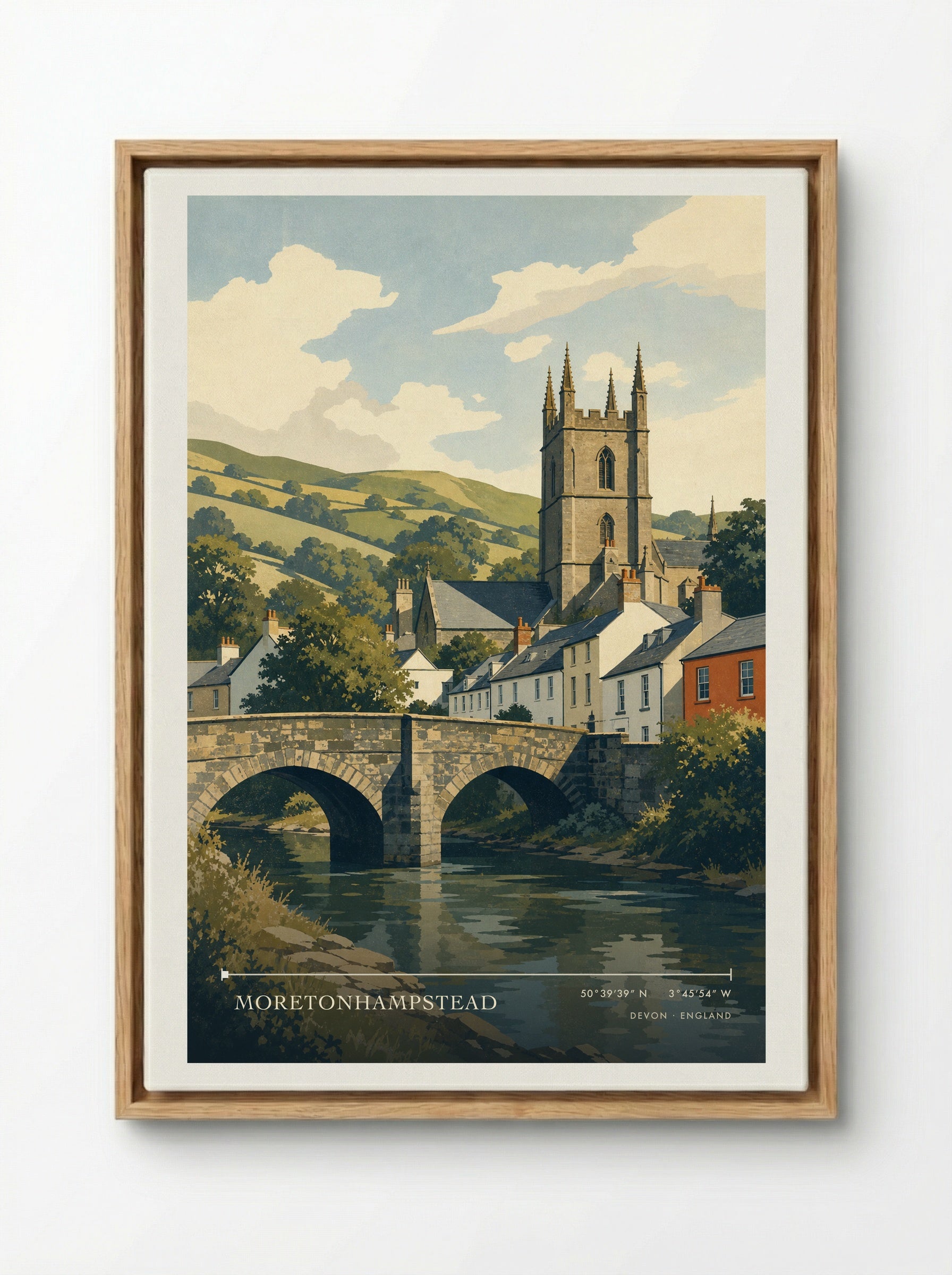 Moretonhampstead Devon England Travel Poster - Framed Canvas Wood