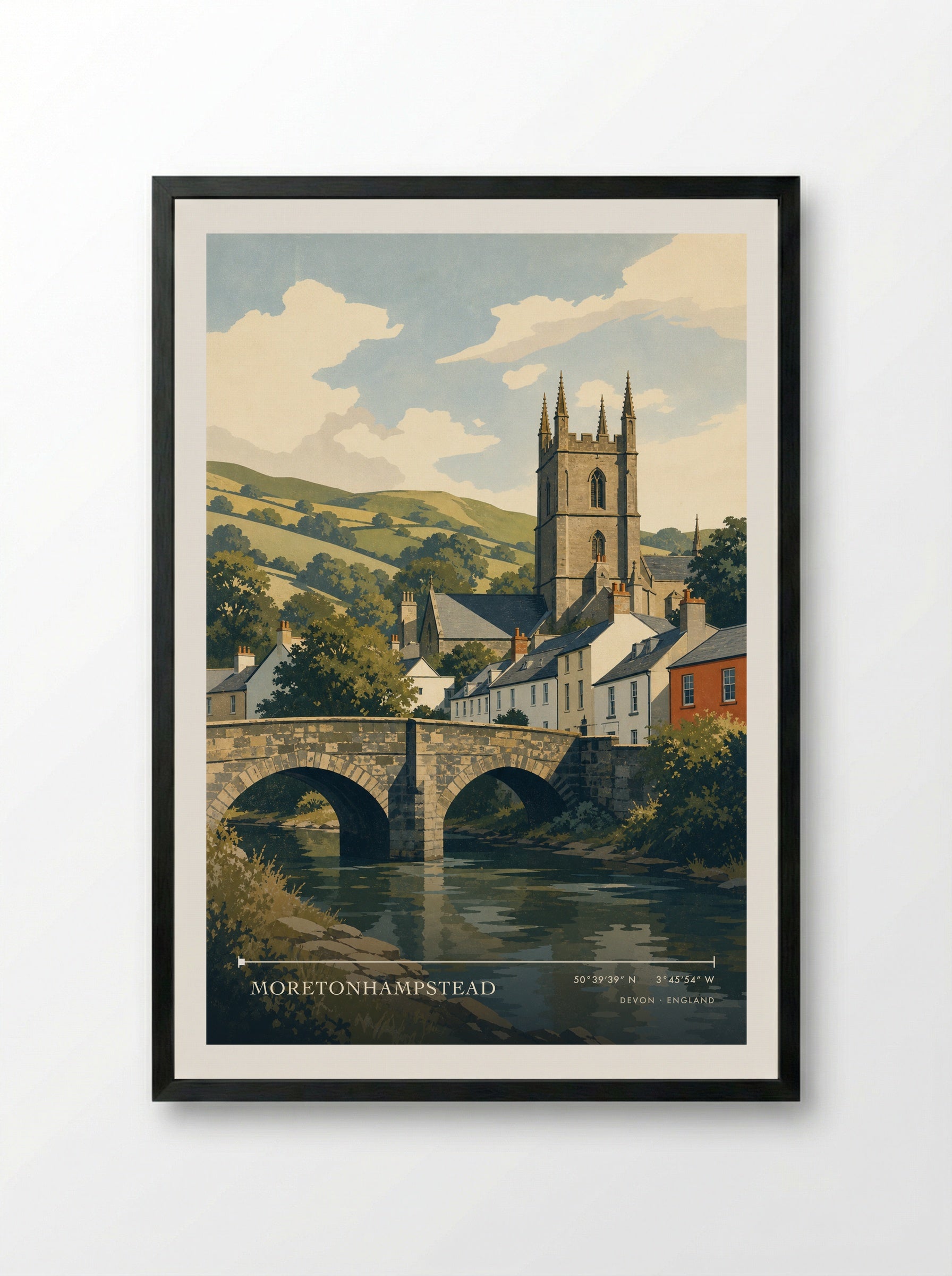 Moretonhampstead Devon England Travel Poster - Framed Print Black