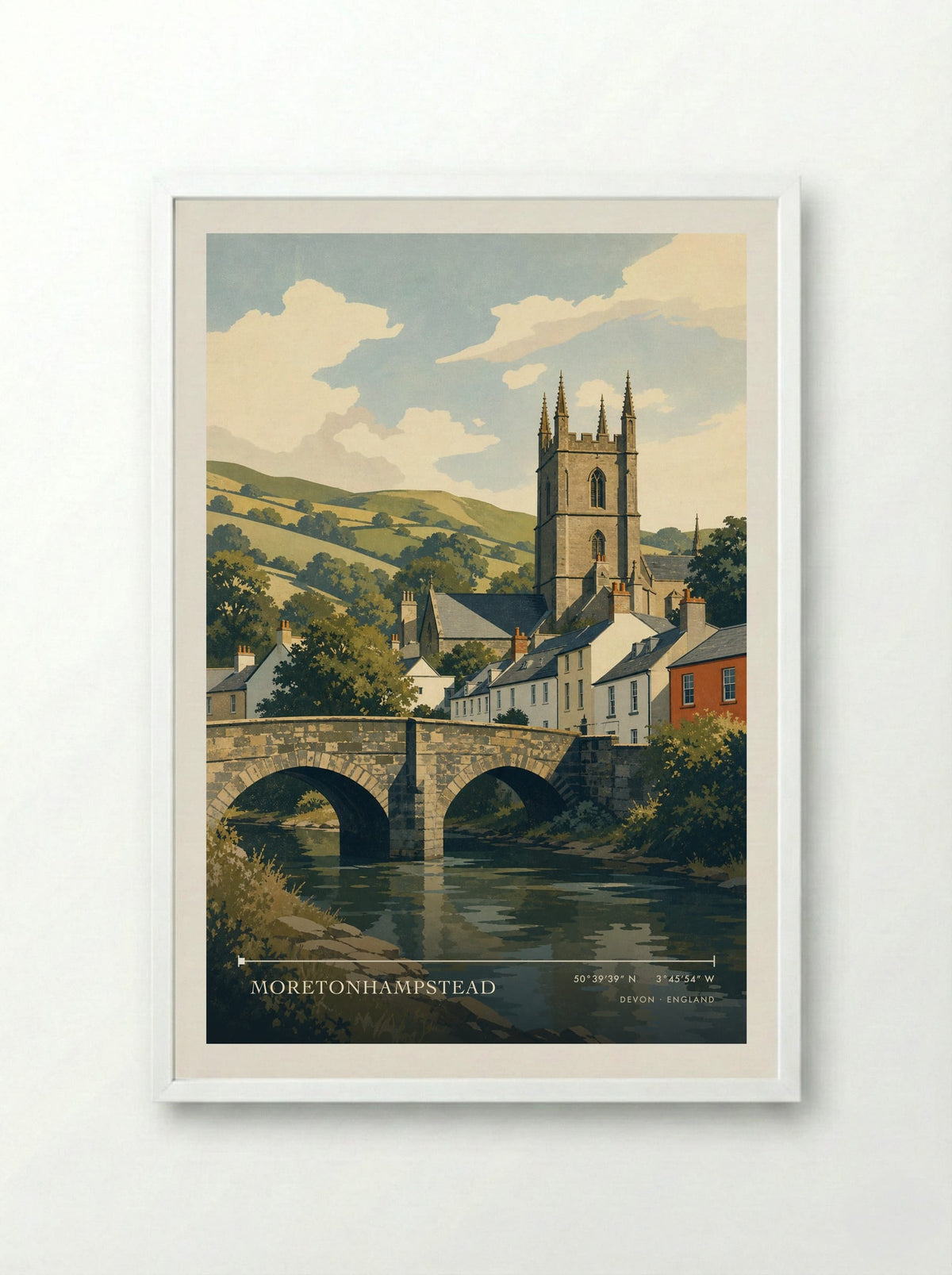 Moretonhampstead Devon England Travel Poster - Framed Print White
