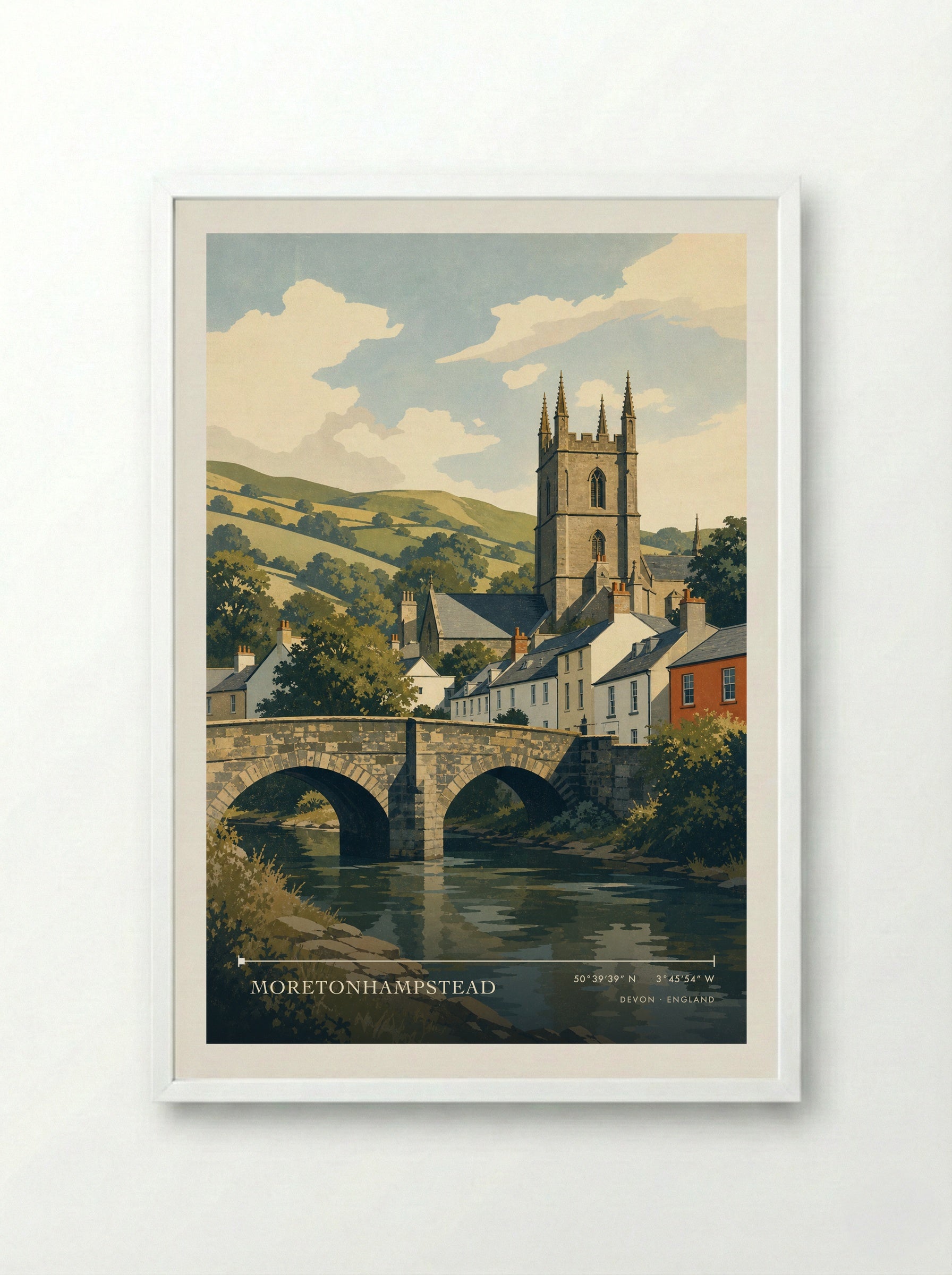 Moretonhampstead Devon England Travel Poster - Framed Print White