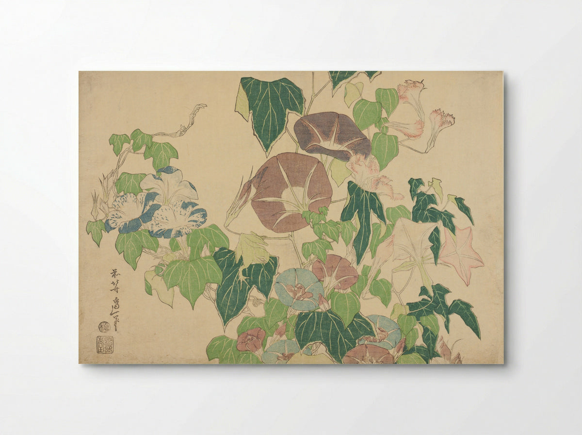Morning Glories and Tree-frog - Katsushika Hokusai - Poster