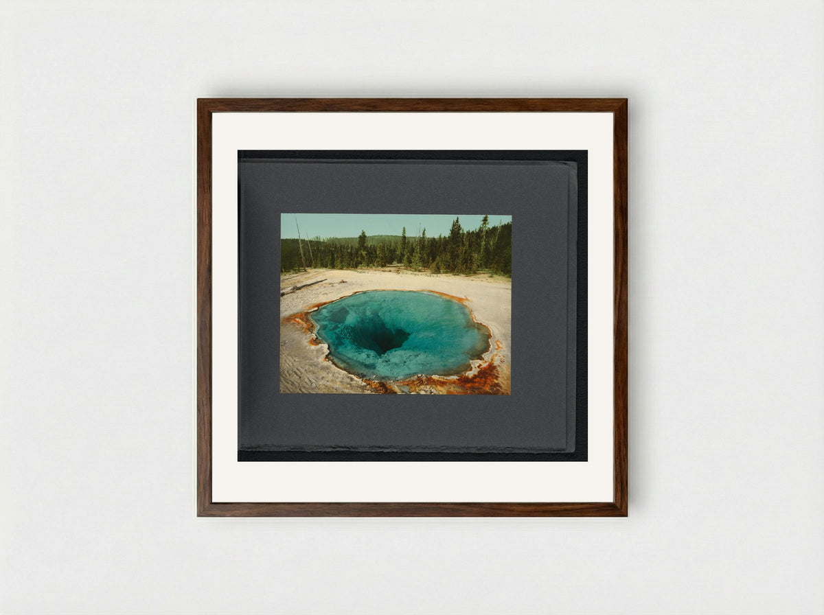 Morning Glory Pool, Yellowstone National Park - William Henry Jackson - Framed Print Dark Wood