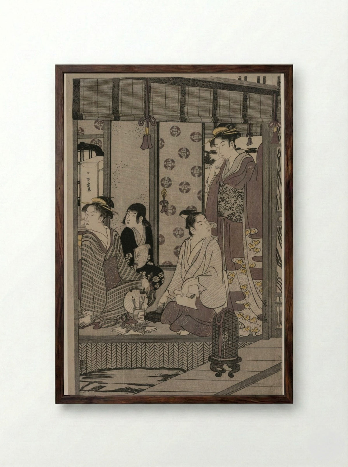 Morning Glory (from the series The Tale of Genji in Elegant Modern Dress) - Chōbunsai Eishi - Framed Print Dark Wood