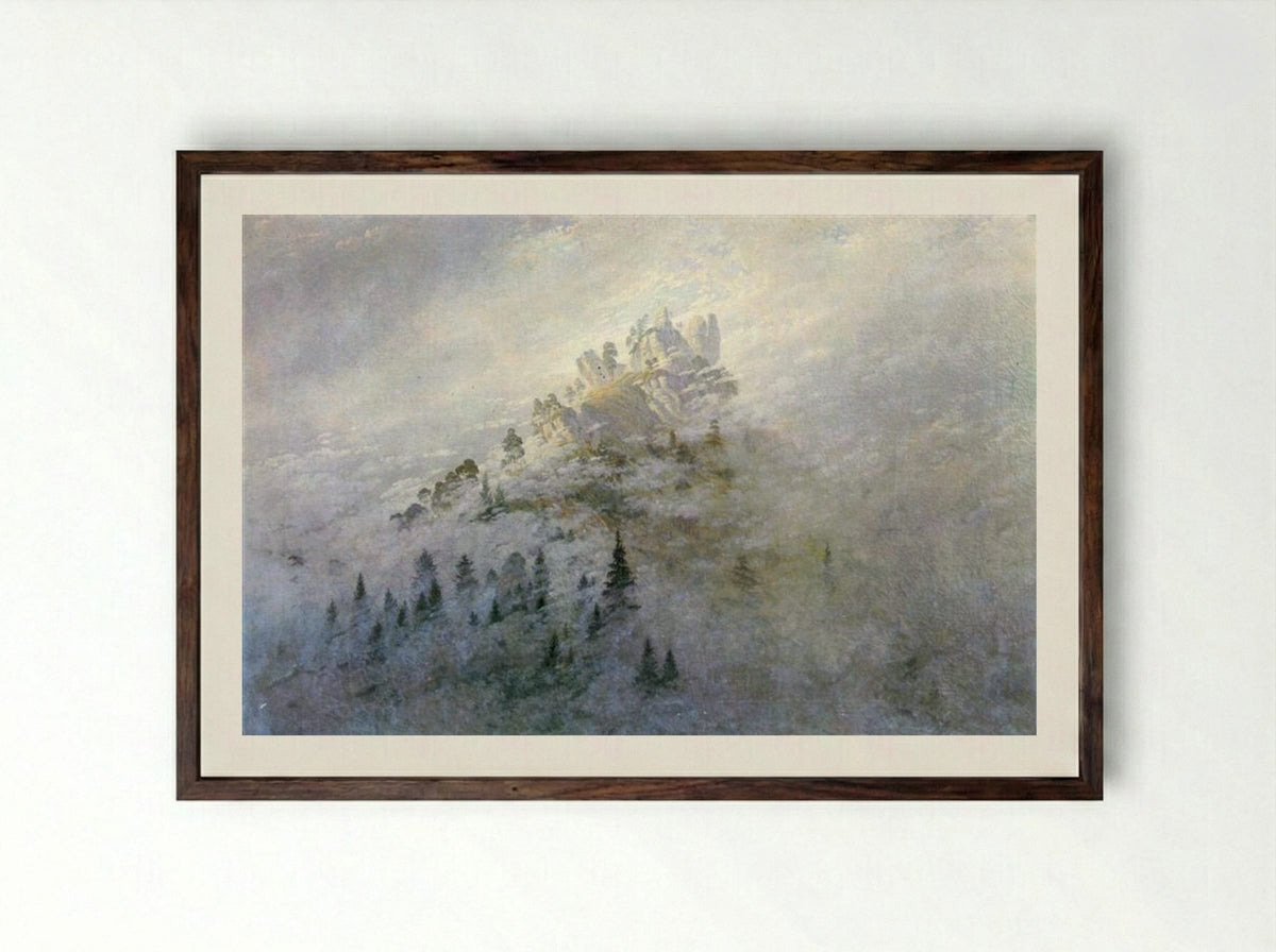 Morning Mist in the Mountains - Caspar David Friedrich - Framed Print Dark Wood