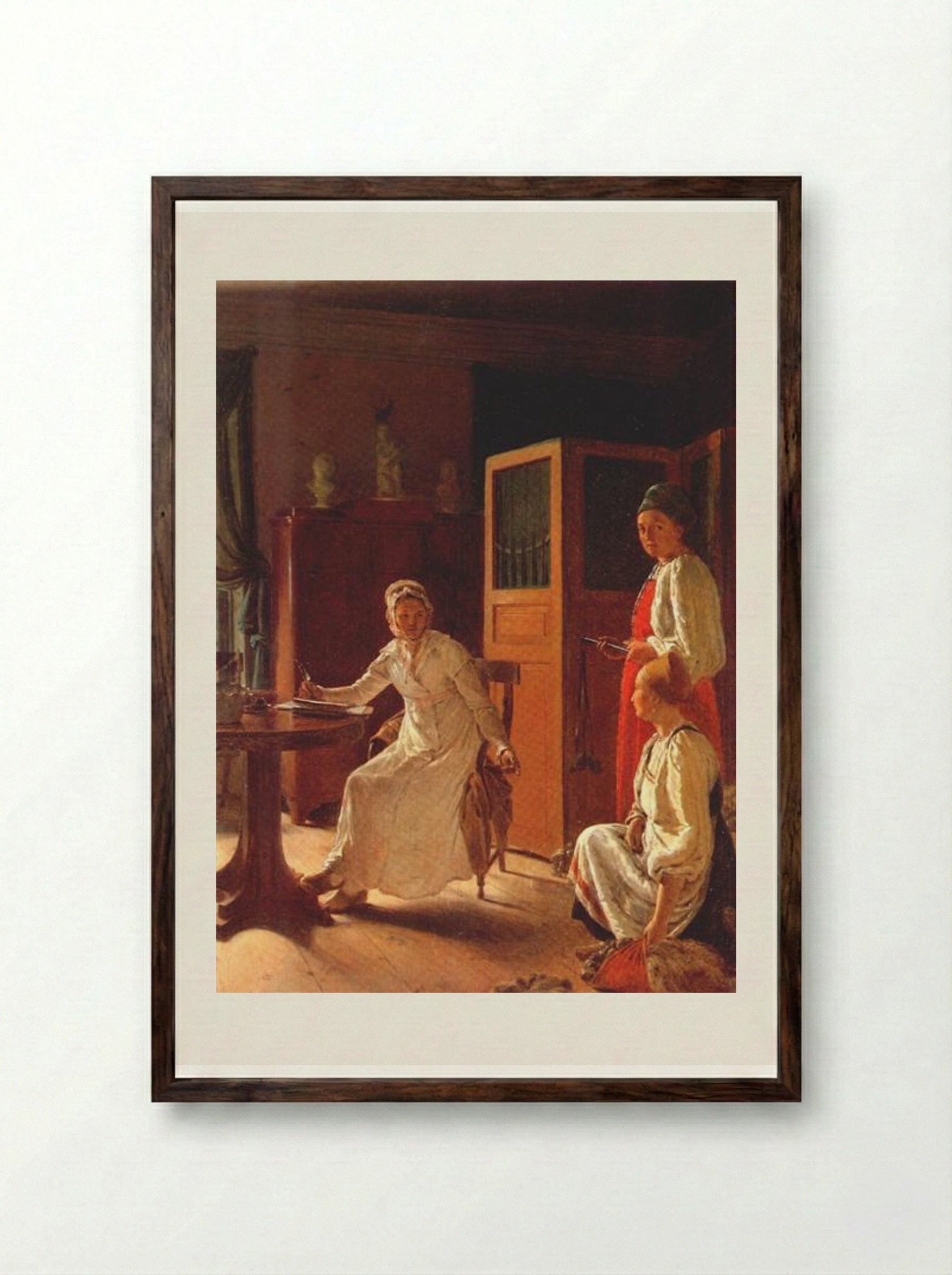 Morning of the Landlady - Alexey Venetsianov - Framed Print Dark Wood