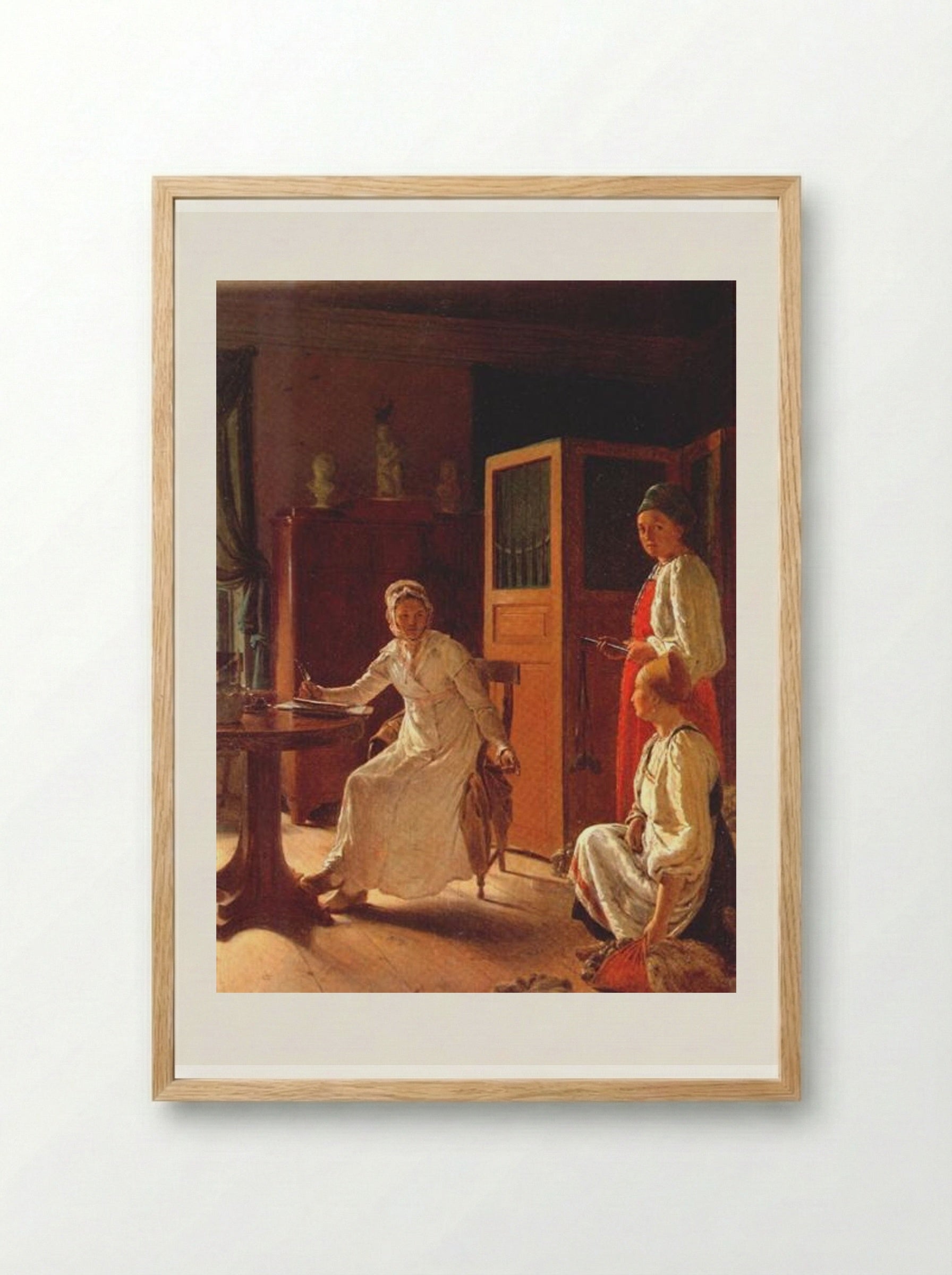 Morning of the Landlady - Alexey Venetsianov - Framed Print Wood