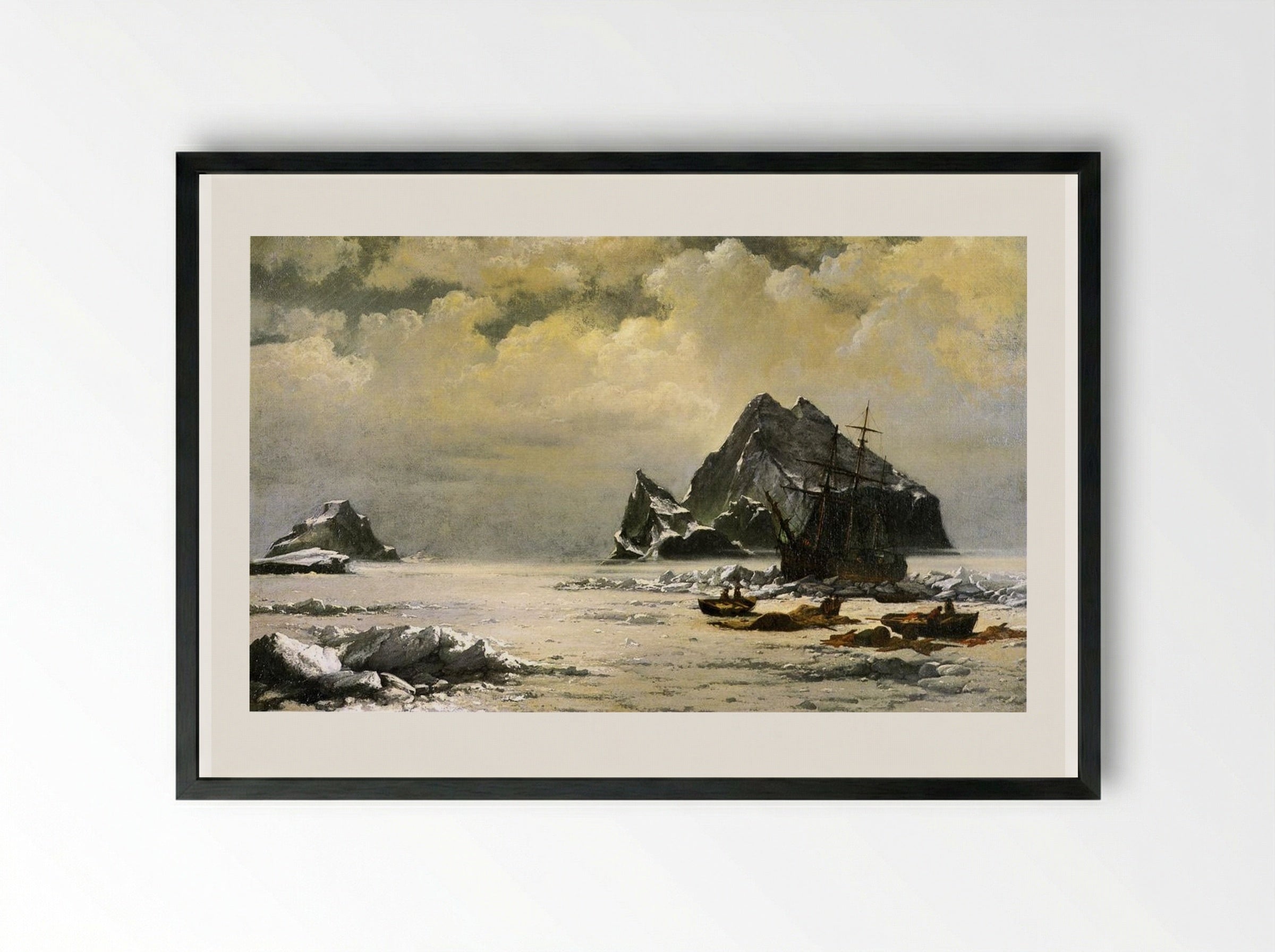 Morning on the Arctic Ice Fields - William Bradford - Framed Print Black