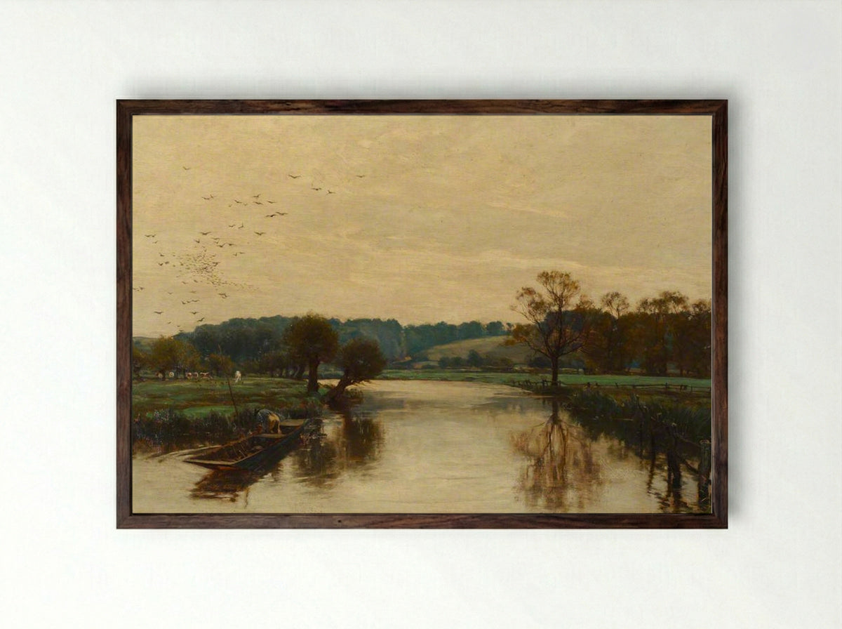 Morning on the Kennet - Alfred Parsons - Framed Print Dark Wood