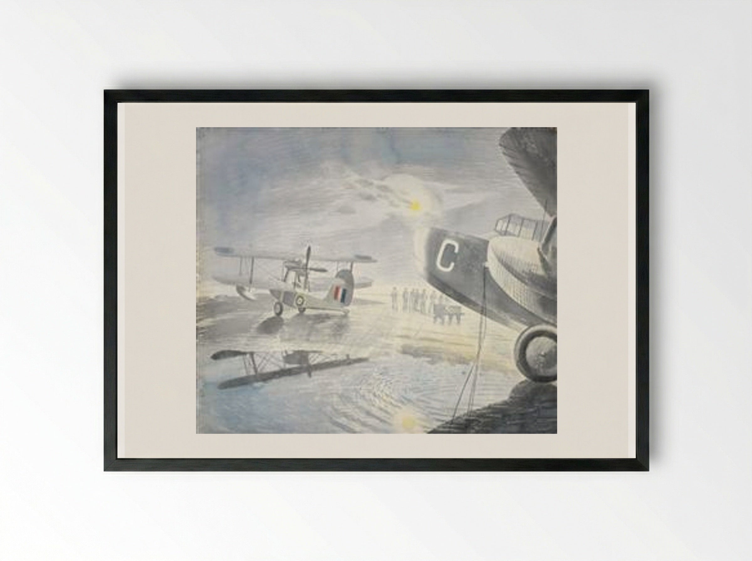 Morning on the Tarmac - Eric Ravilious - Framed Print Black
