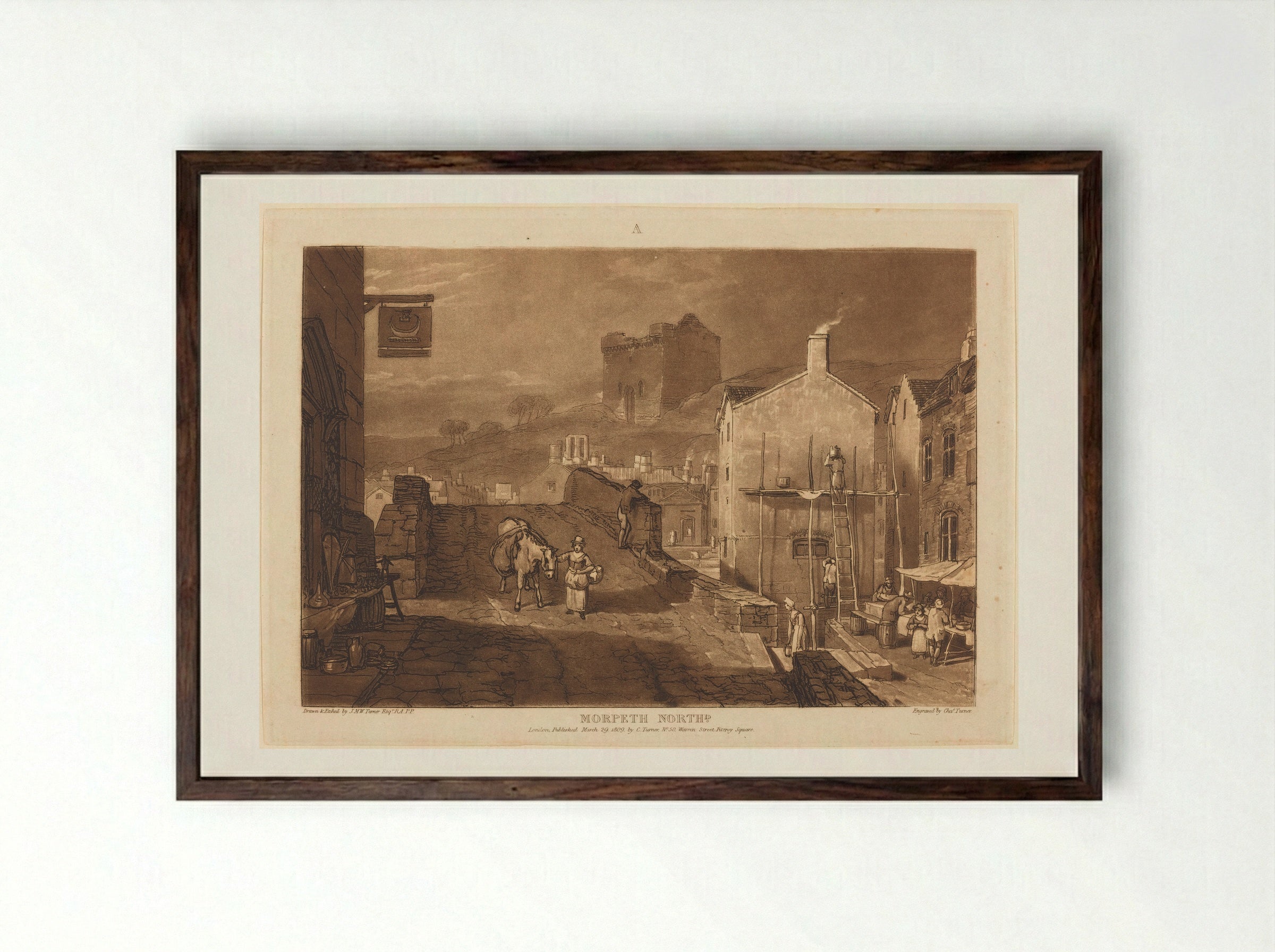 Morpeth, Northumberland - Charles Turner - Framed Print Dark Wood