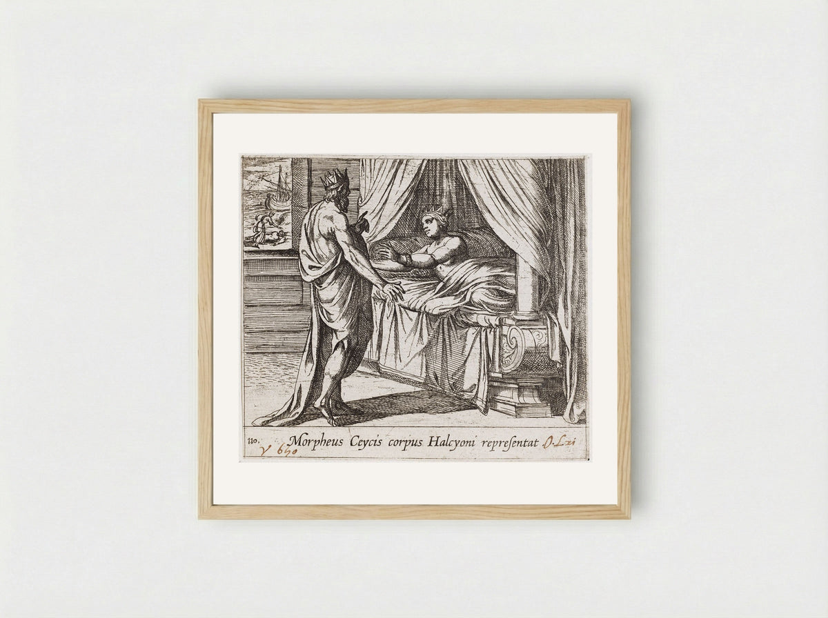 Morpheus, as Ceyx, Appearing to Alcyone - Antonio Tempesta - Framed Print Wood
