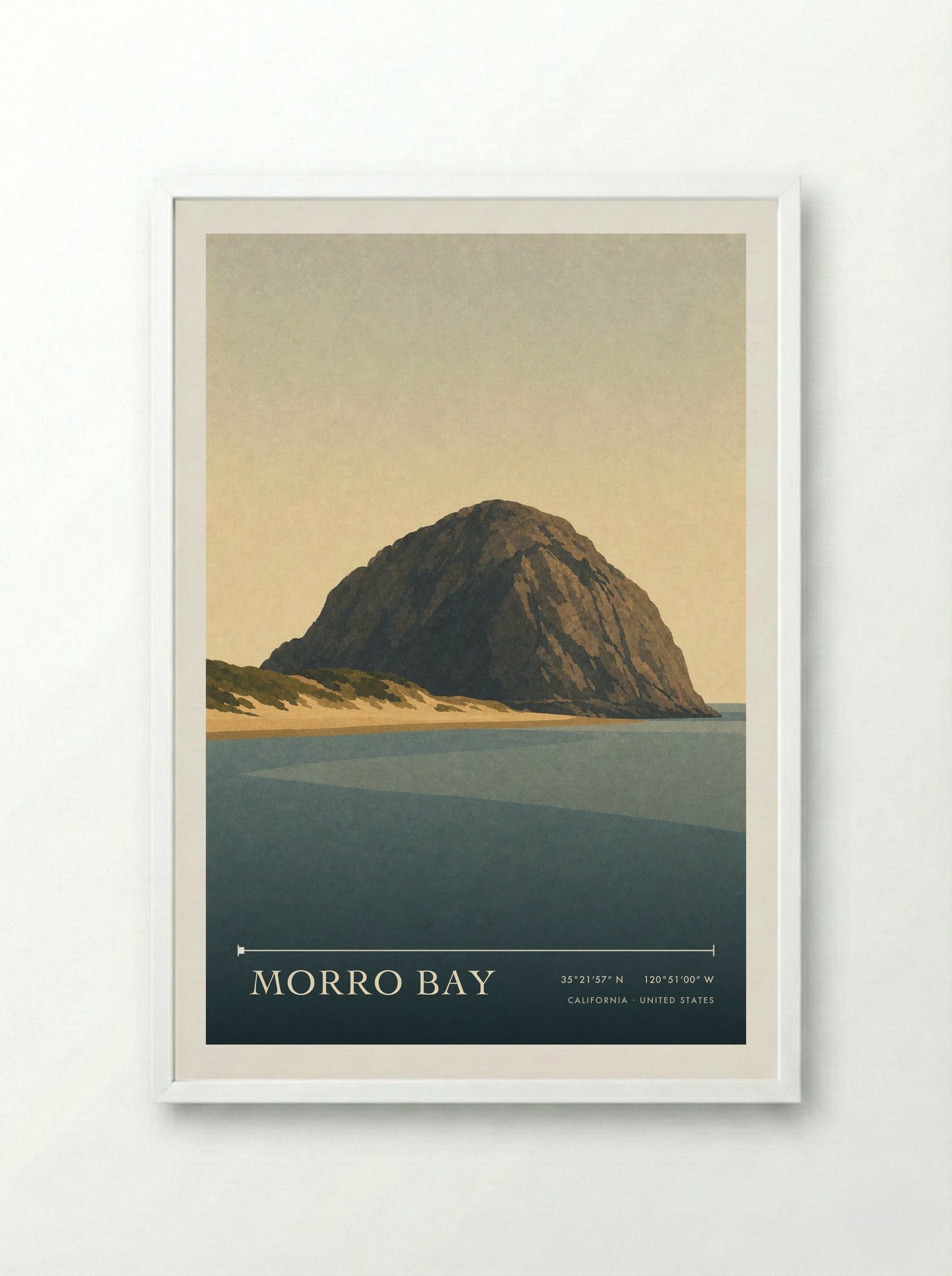 Morro Bay Travel Poster Artwork - Framed Print White