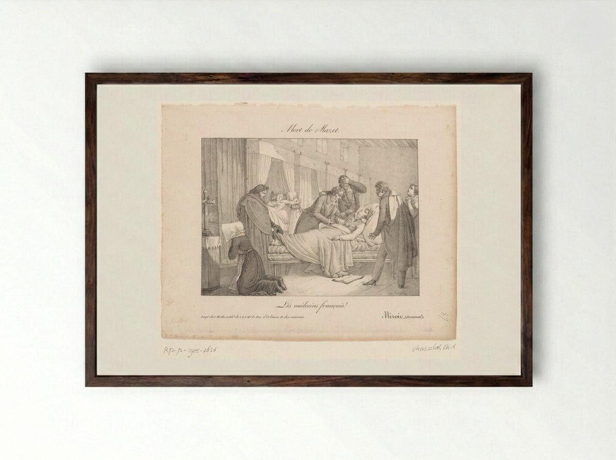 Mort de Mazet - Charles-Abraham Chasselat - Framed Print Dark Wood