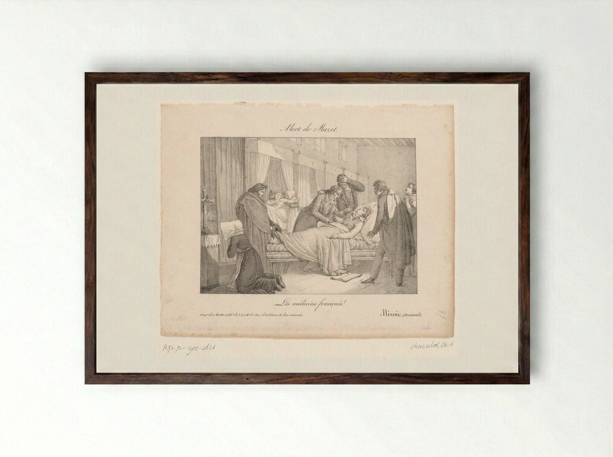 Mort de Mazet - Charles-Abraham Chasselat - Framed Print Dark Wood