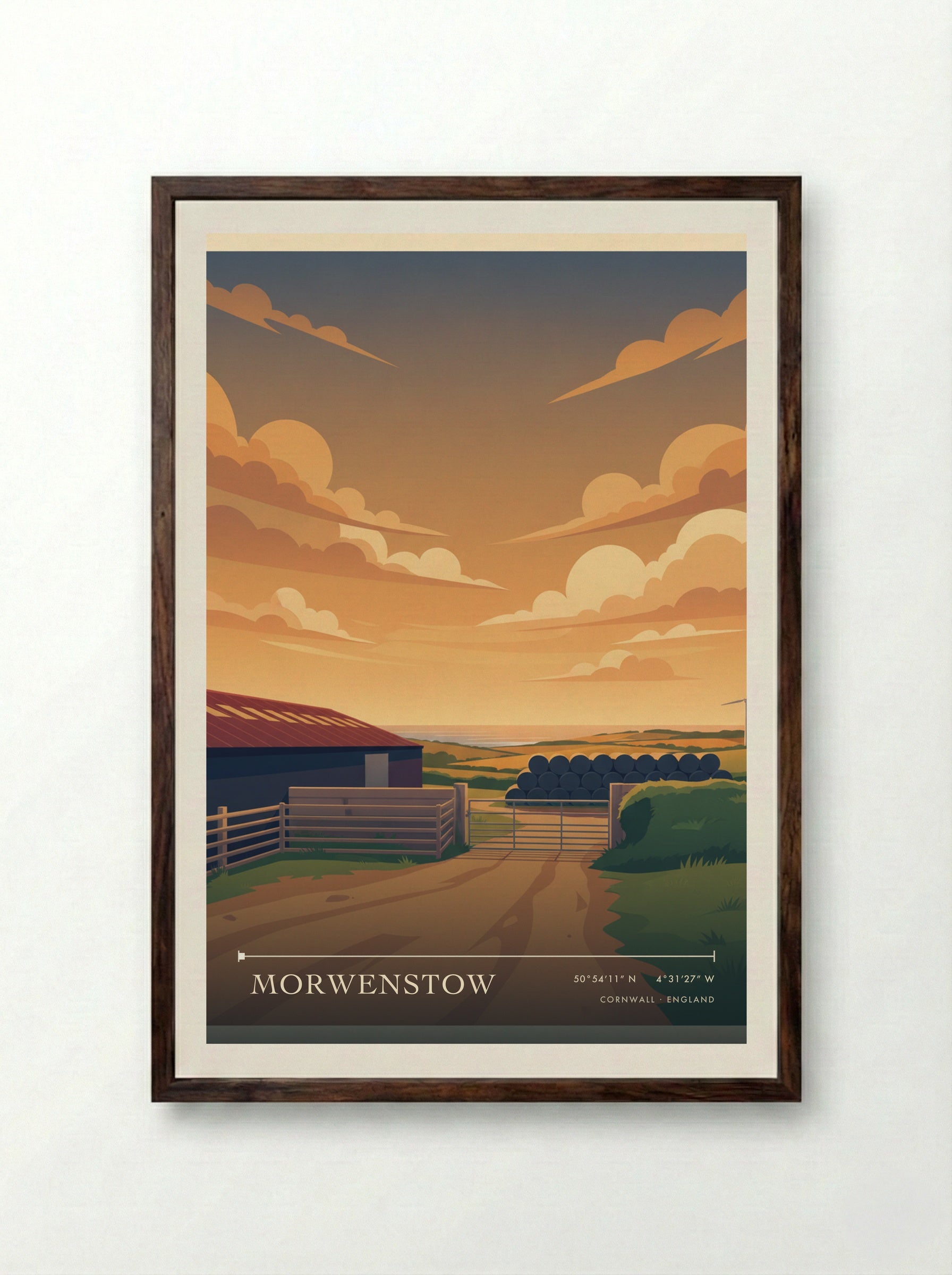 Morwenstow Cornwall England Travel Poster - Framed Print Dark Wood