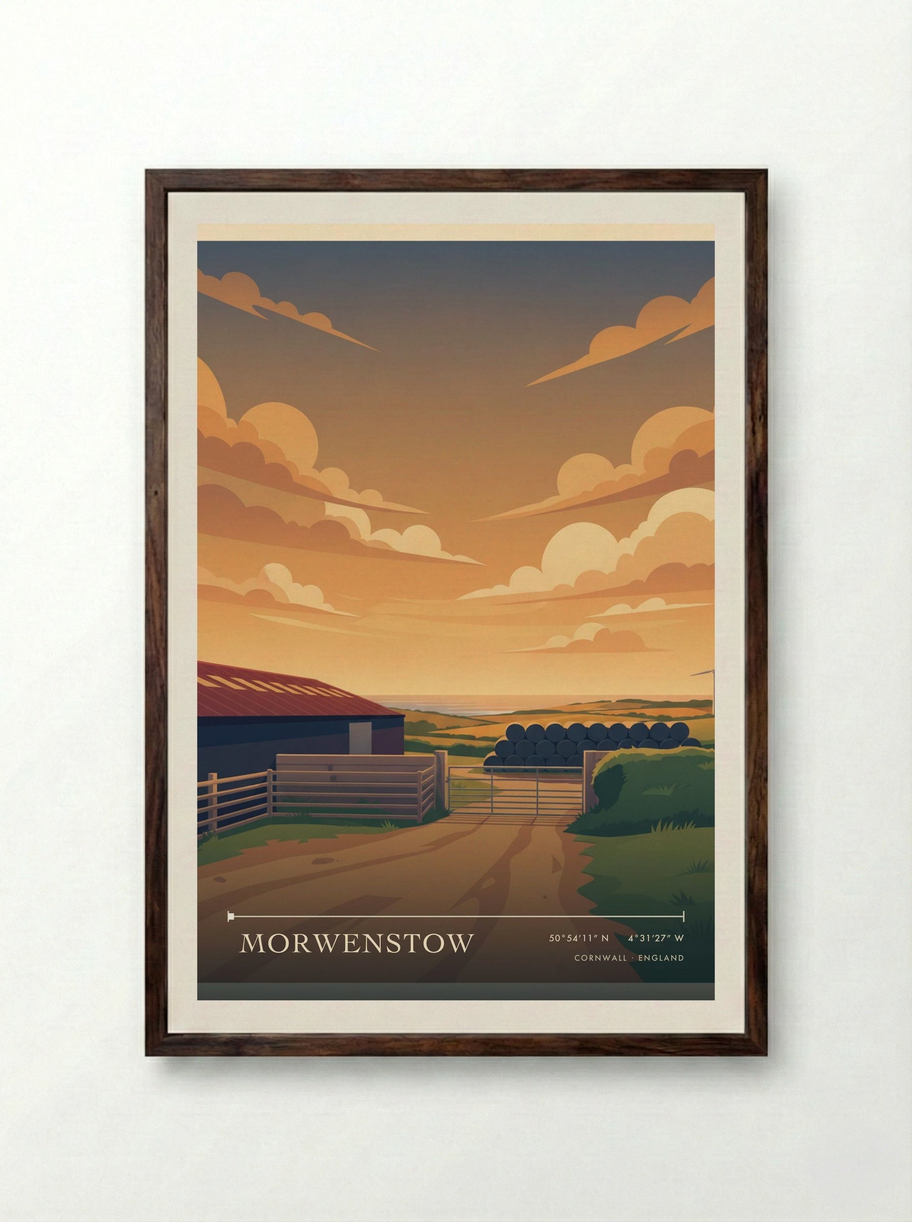 Morwenstow Cornwall England Travel Poster - Framed Print Dark Wood