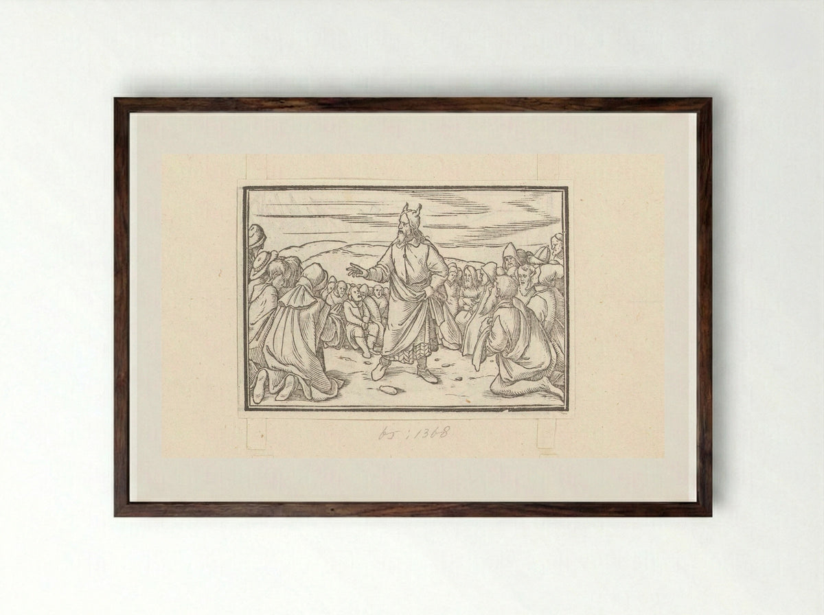 Moses Addressing the People of Israel - Veit Rudolf Specklin - Framed Print Dark Wood