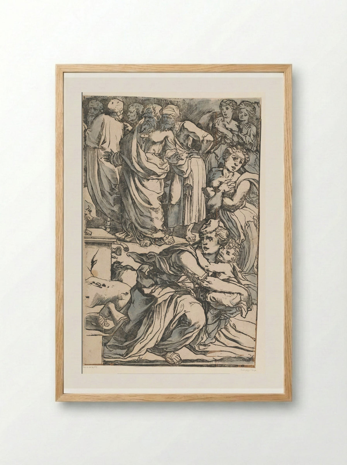 Moses Breaking the Tablets of the Law (Fourth Part) - Andrea Andreani - Framed Print Wood
