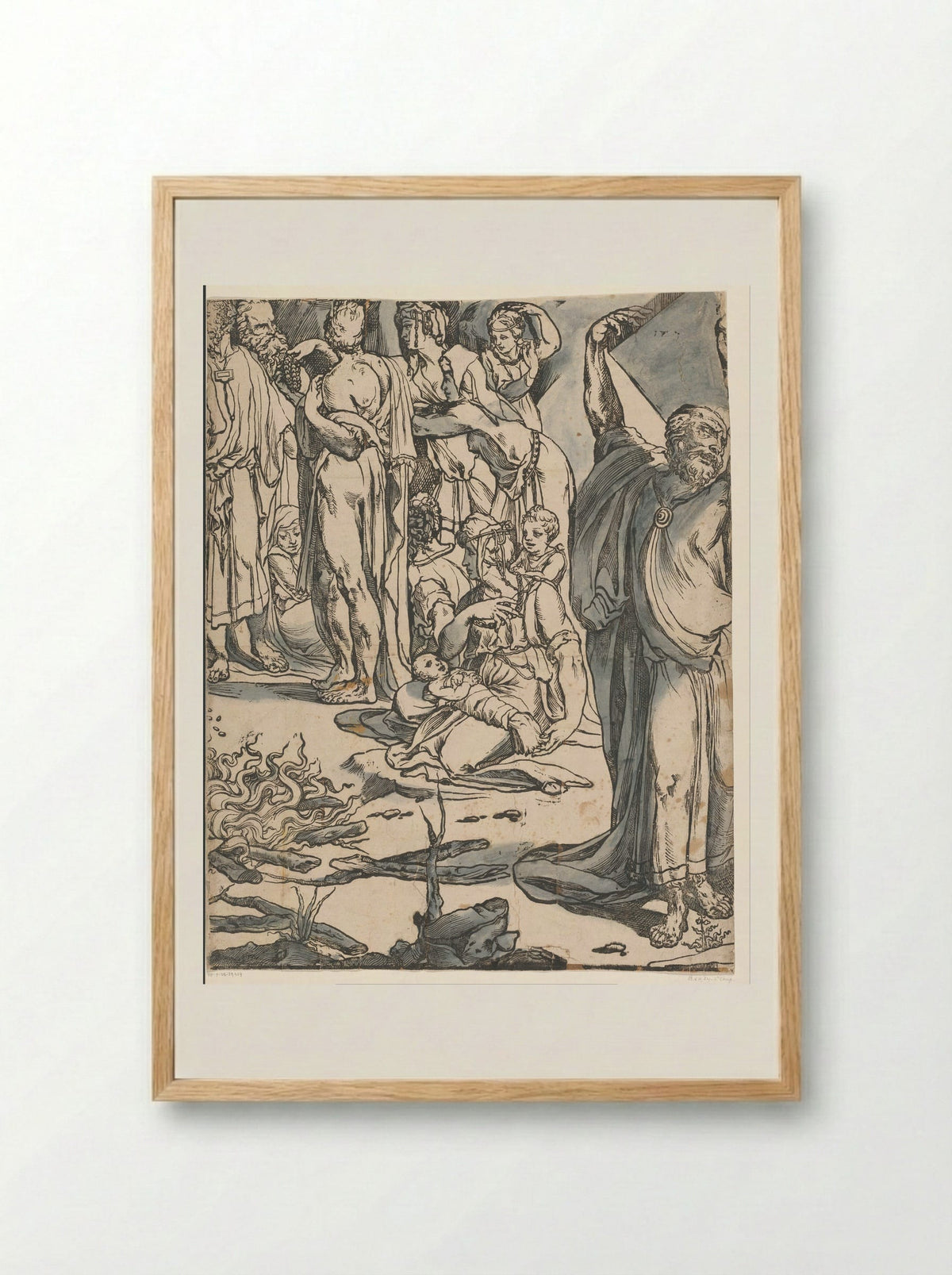 Moses Breaking the Tablets of the Law (Second Part) - Andrea Andreani - Framed Print Wood