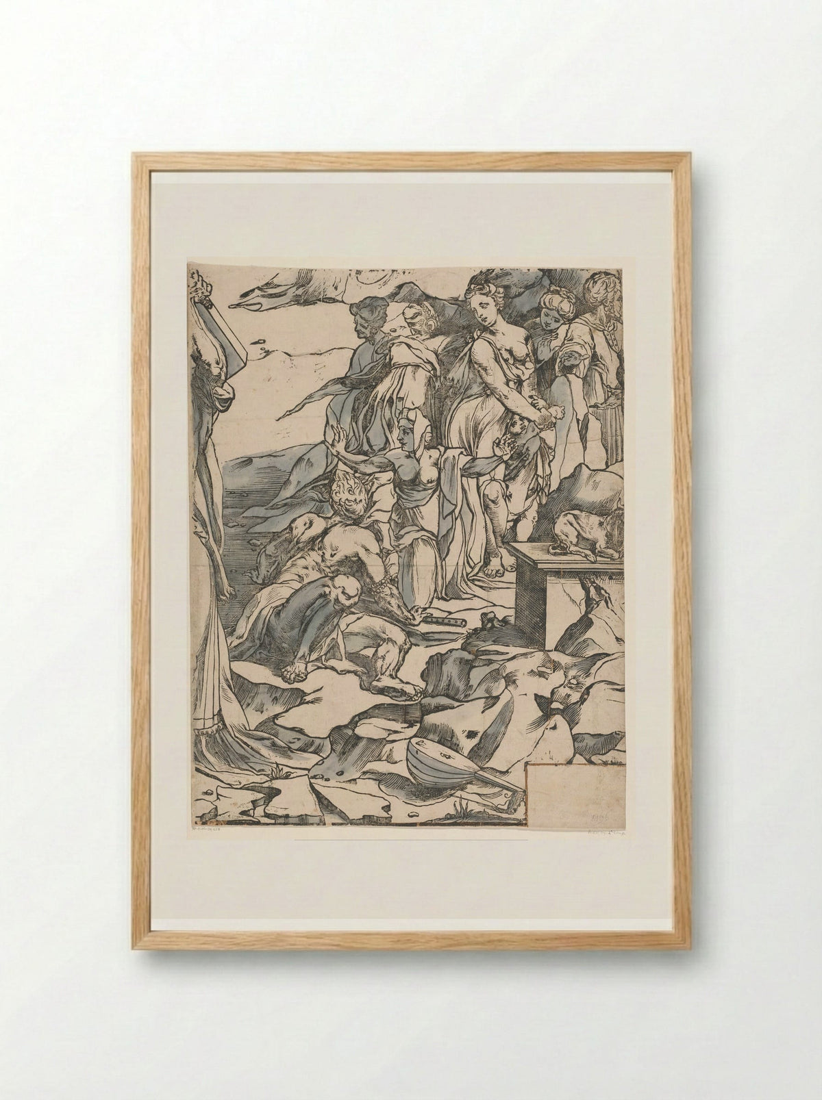 Moses Breaking the Tablets of the Law (Third Part) - Andrea Andreani - Framed Print Wood