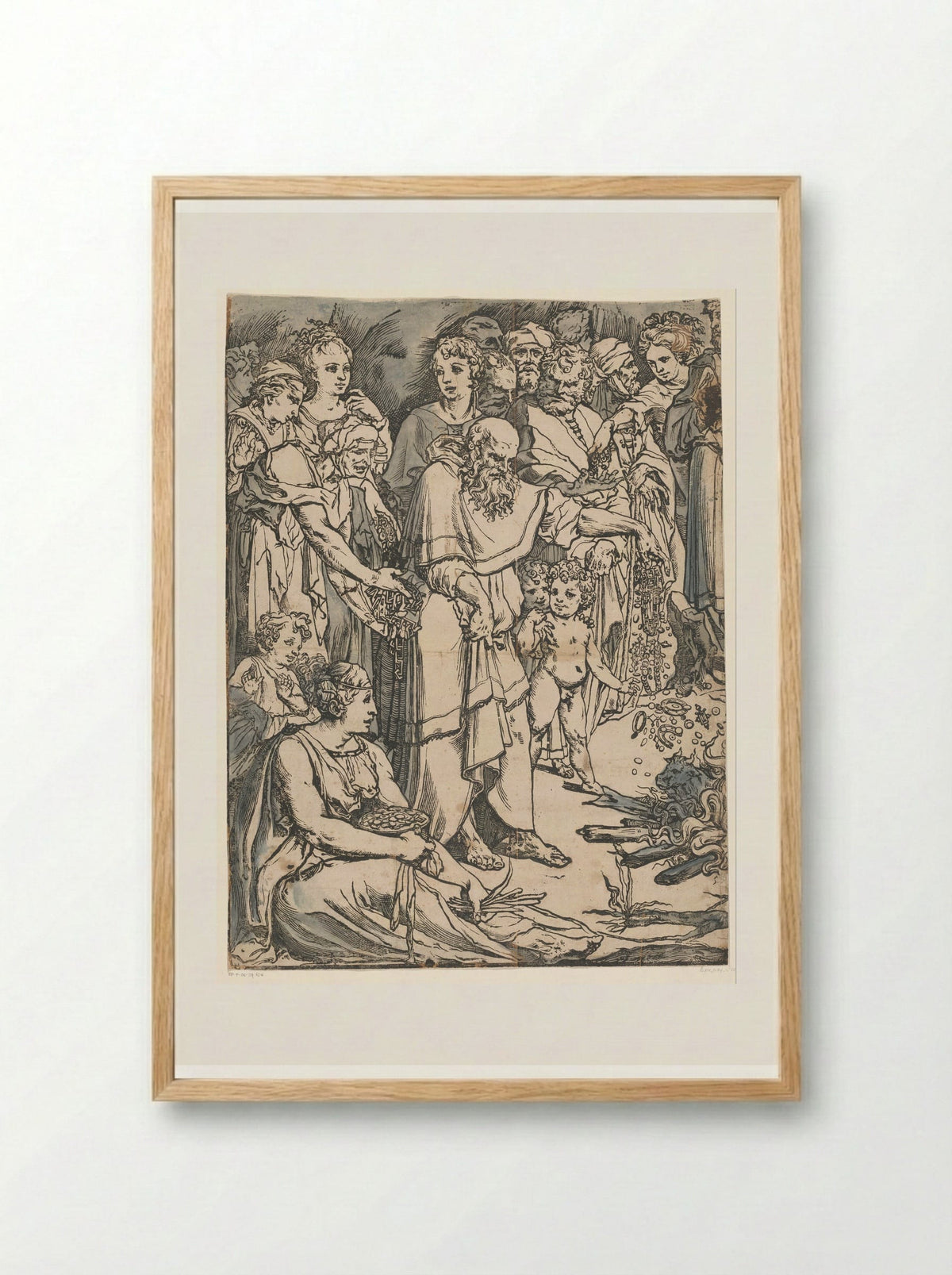 Moses Breaking the Tablets of the Law - Andrea Andreani - Framed Print Wood