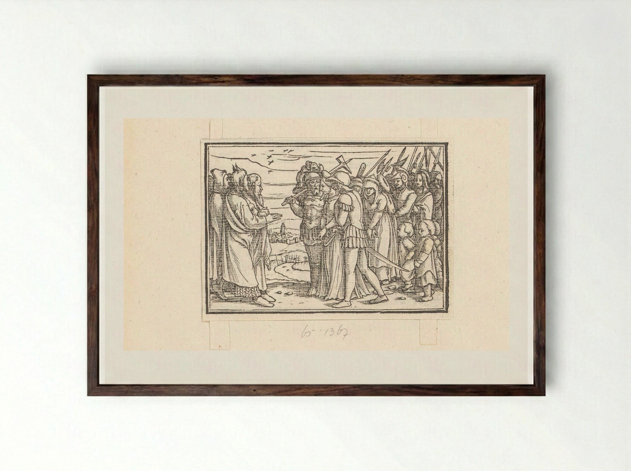 Moses Condemning the Midianite Women and Children - Veit Rudolf Specklin - Framed Print Dark Wood