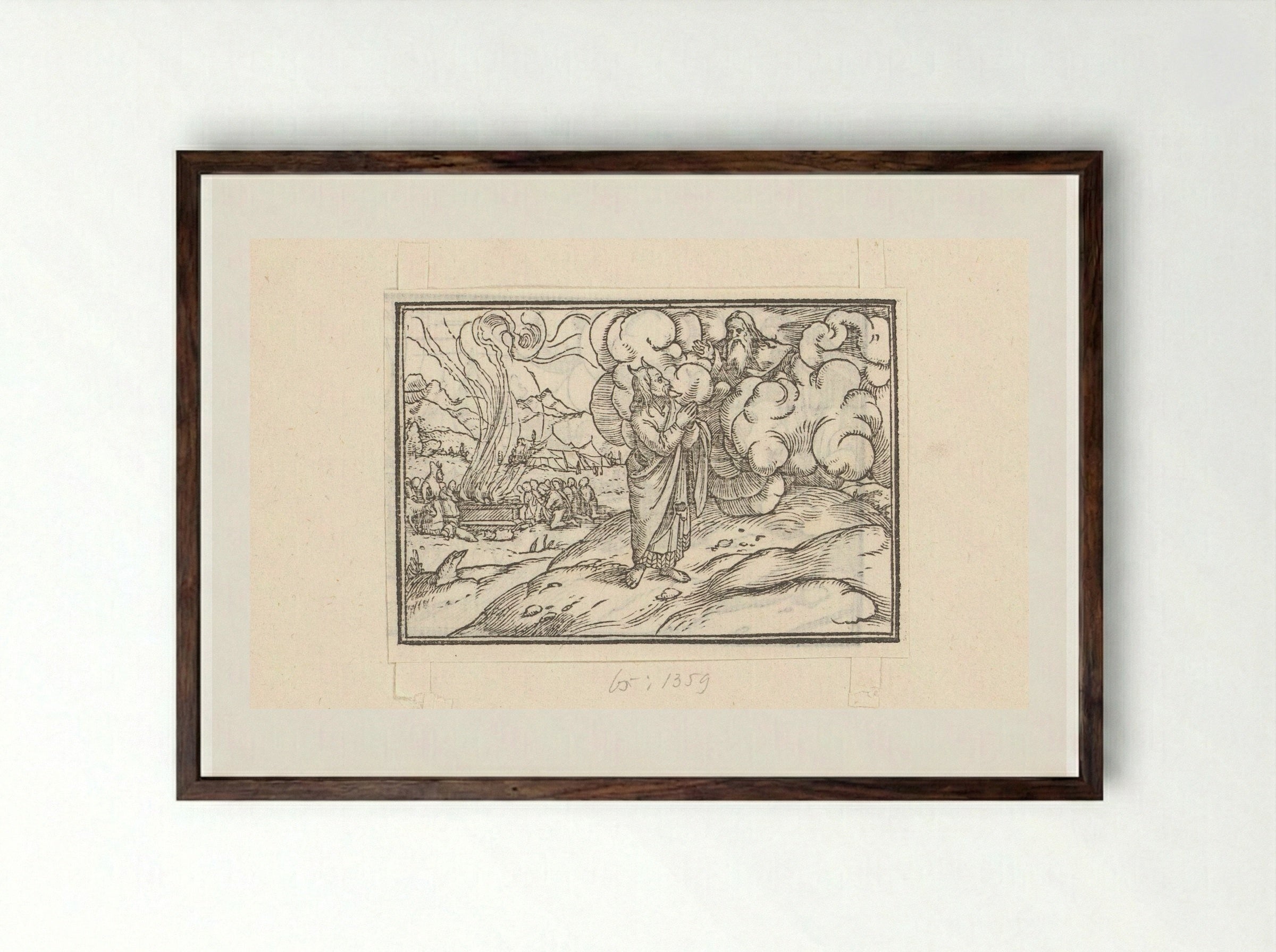 Moses Receiving Instructions on Burnt Offerings - Veit Rudolf Specklin - Framed Print Dark Wood