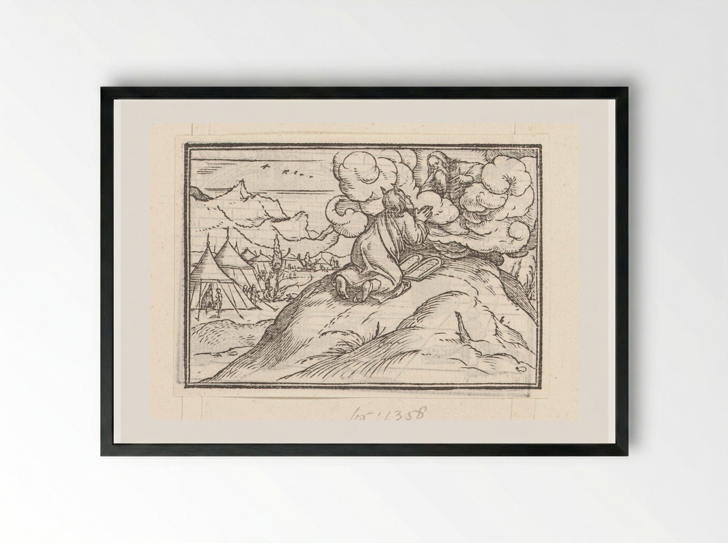 Moses Receiving the Tablets of the Law - Veit Rudolf Specklin - Framed Print Black