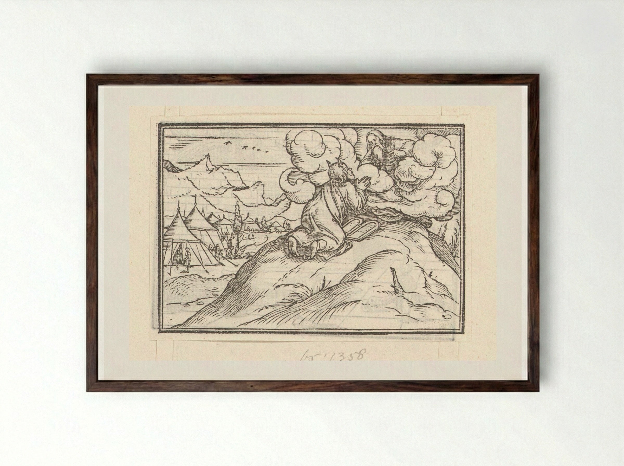 Moses Receiving the Tablets of the Law - Veit Rudolf Specklin - Framed Print Dark Wood